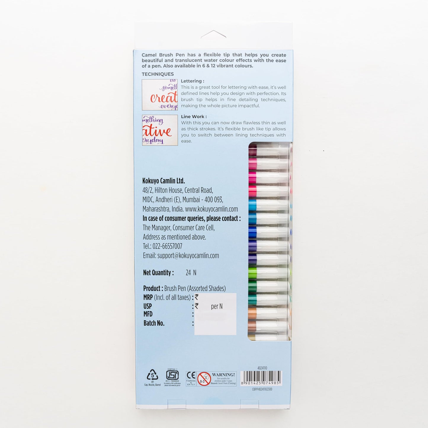 Camel Brush Pens- Assorted Pack of 24 Shades