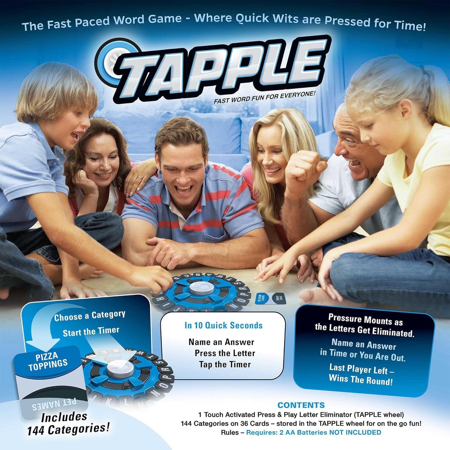 Tapple Word Game Fast-Paced Family Board Game Choose A Category & Race Against The Timer To Be The Last Player Learning Game Great For All Ages