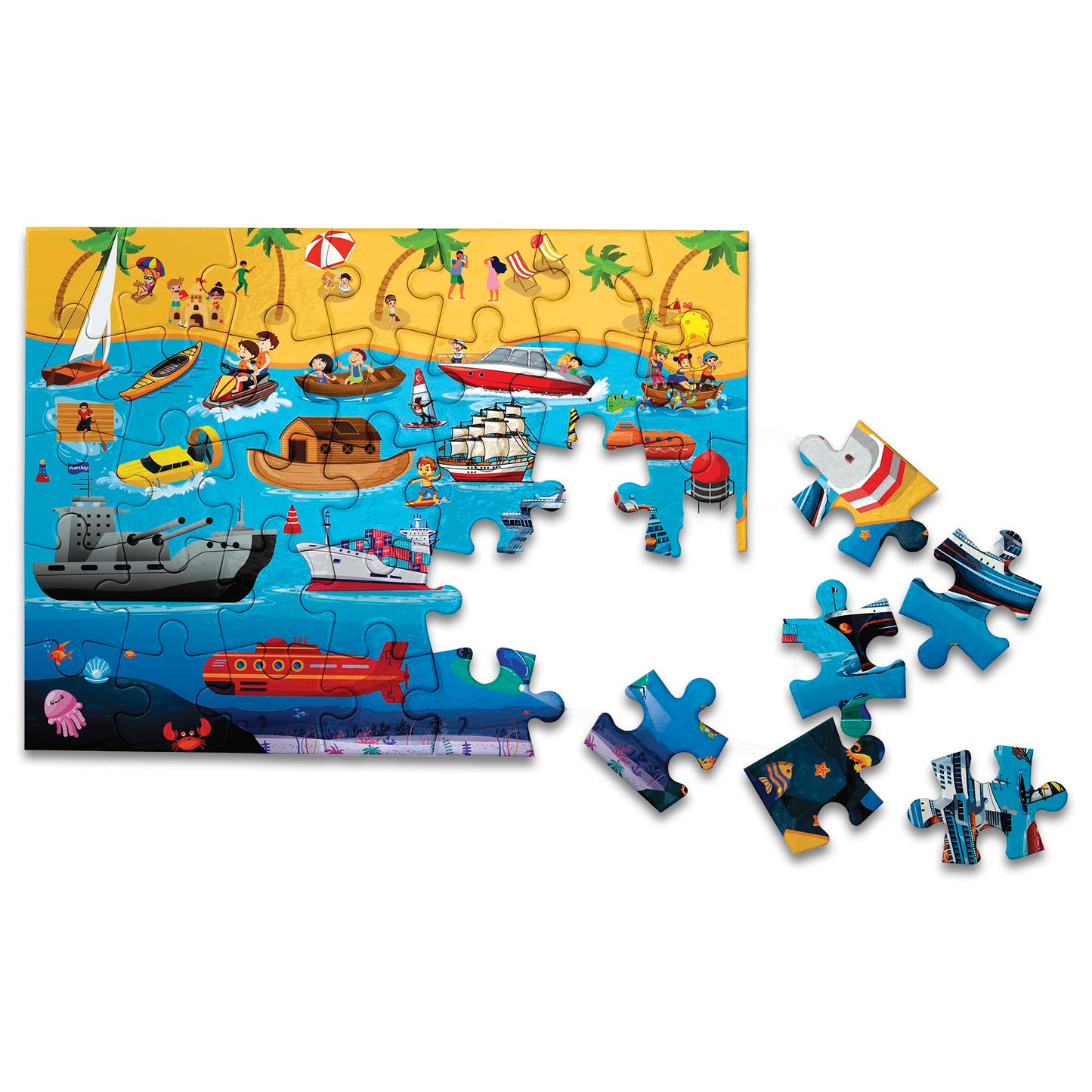 Book Ford 4 in 1 Modes of Transportation Jigsaw Puzzle Game & Fun and Learning (96 Pieces)
