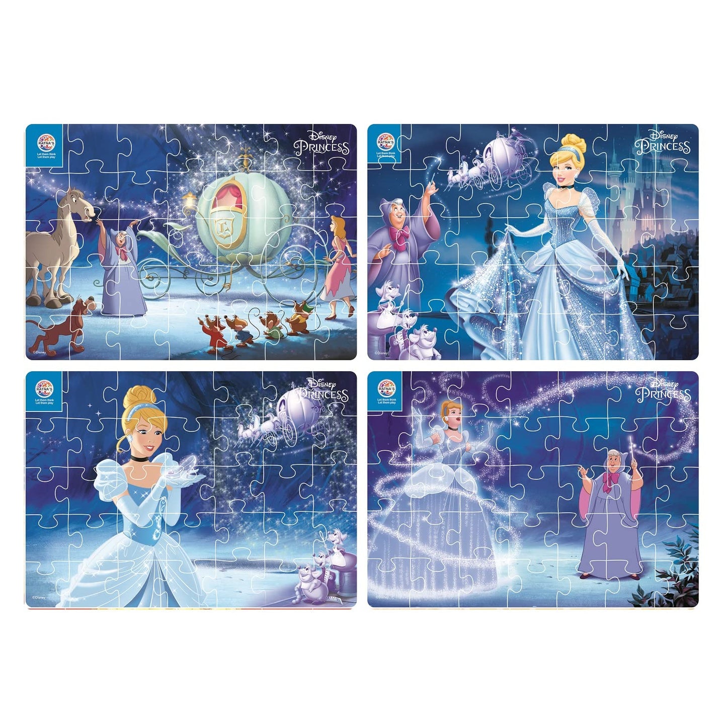Ratna's 4 in 1 Disney Jigsaw Puzzle 140 Pieces for Kids. 4 Jigsaw Puzzles 35 Pieces Each (Cinderella)