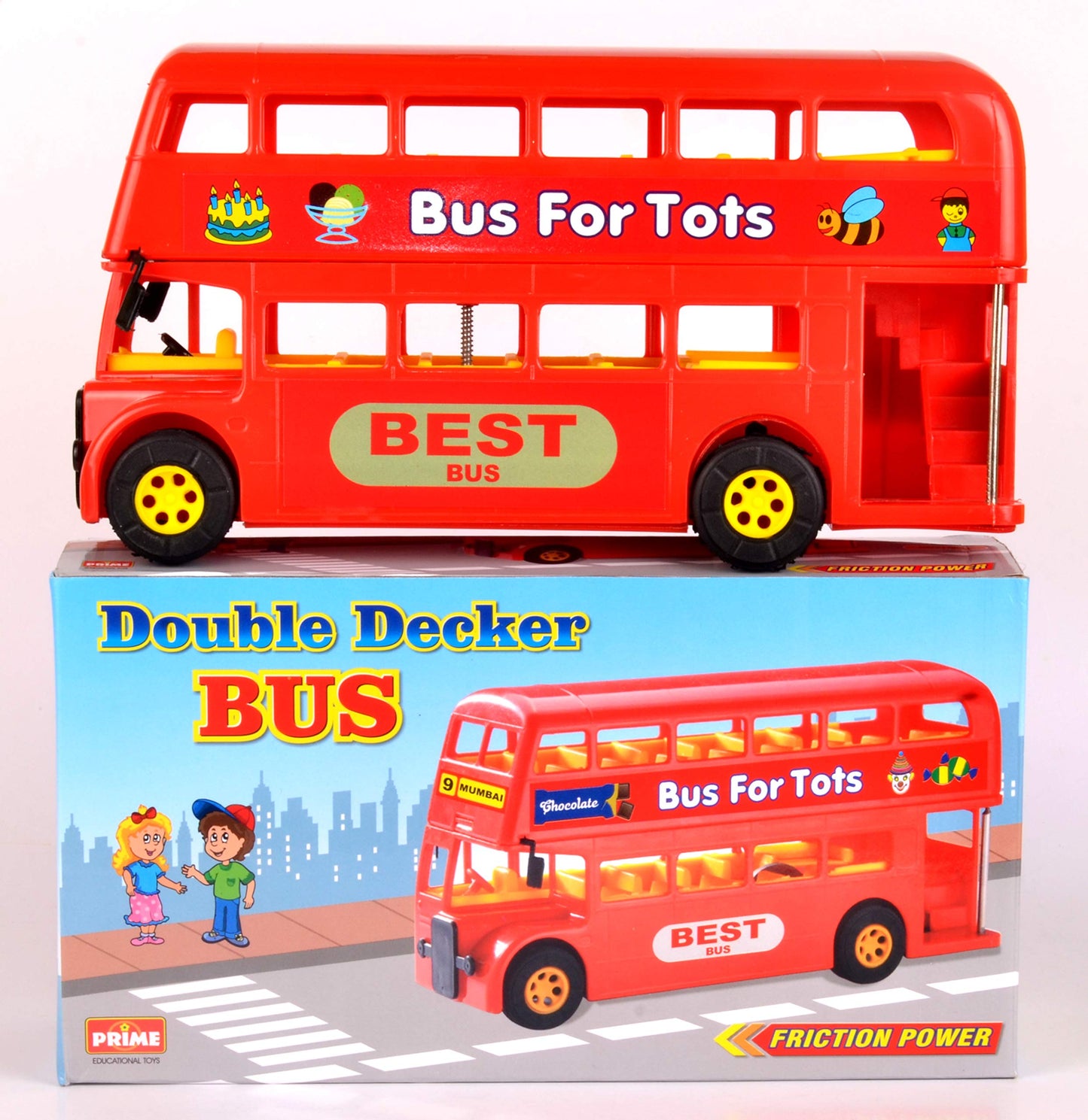 Prime Double Decker City Bus of Mumbai - Vehicle Friction Toy, Age: 3 Years & Above, Color: Red