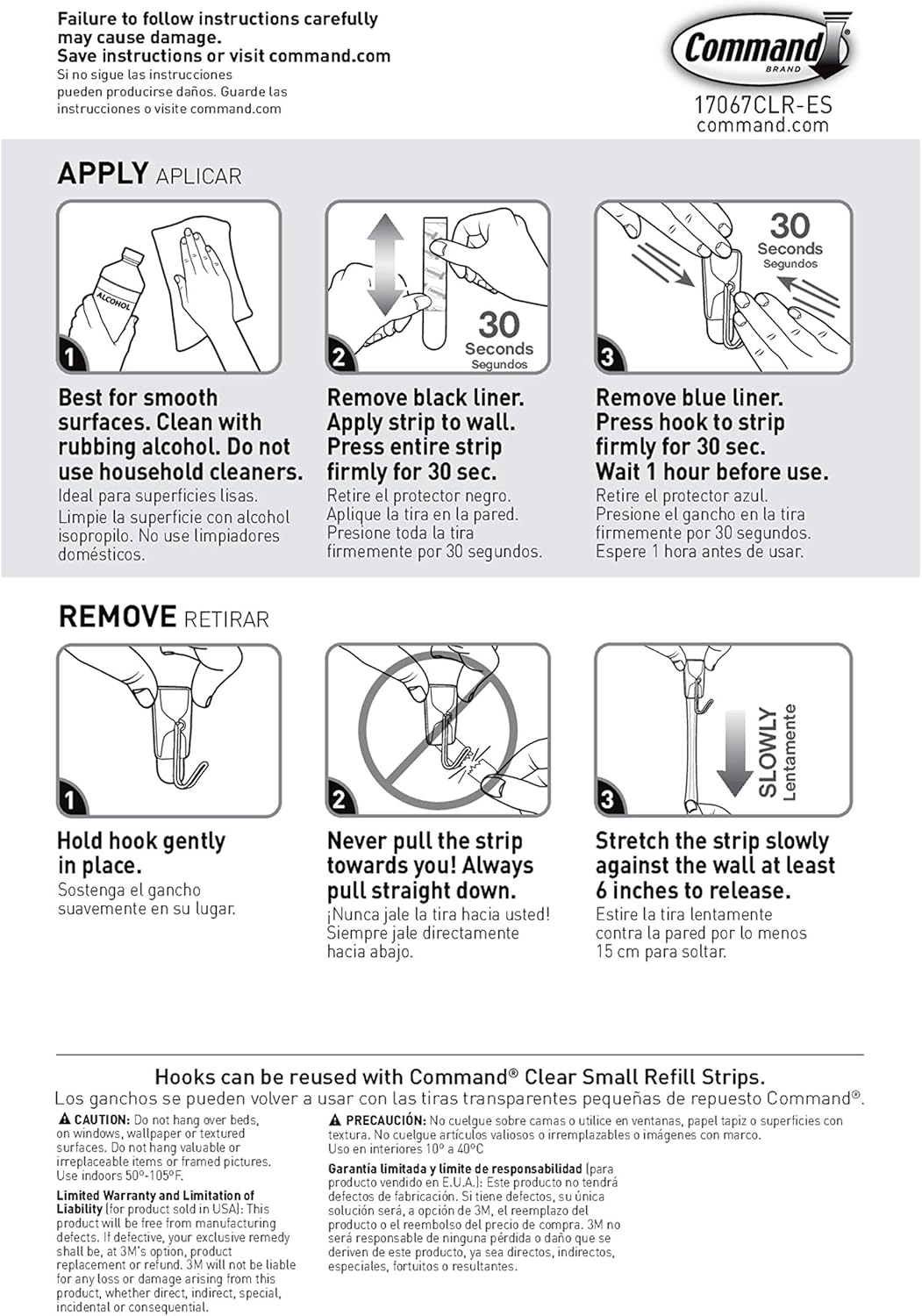 3M Command Small Clear Wire Wall Hooks, Up To 225Gms, Holds Strongly, Reusable, Adhesive Hooks For Wall, Multi-Surface Damage Free Hooks For Hanging Transparent, 3Hooks, 4 Strips - Plastic