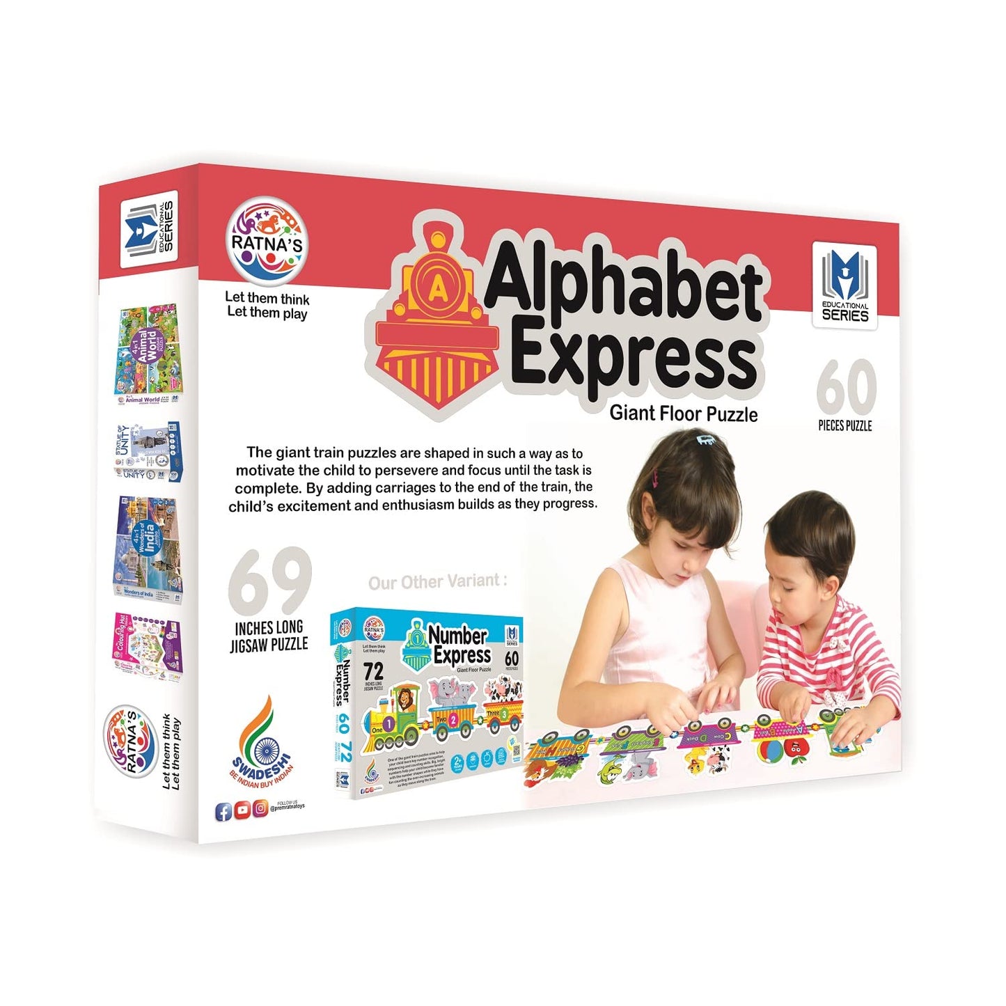 Ratna's Alphabet Express Educational Giant Floor Train Puzzle for Kids 2+ Years