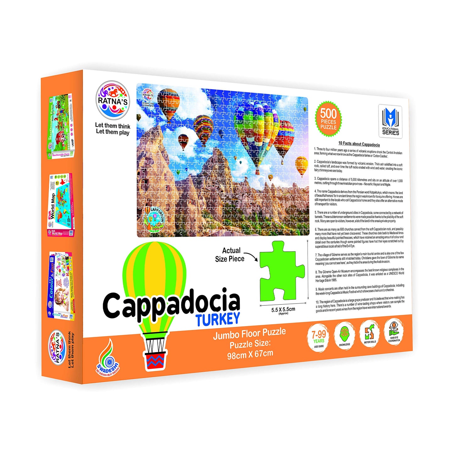 Ratna's Cappadocia Turkey 500 Pieces Jumbo Floor Jigsaw Puzzle (Size: 98 cm * 67 cm)