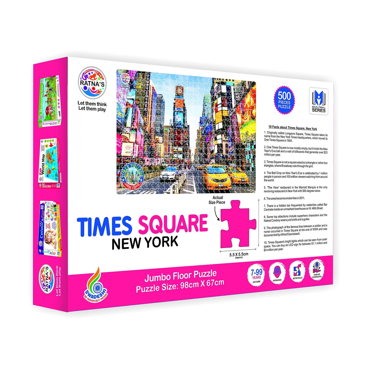 Ratna's New York Times Square 500 Pieces Jumbo Floor Jigsaw Puzzle (Size: 98 cm * 67 cm)
