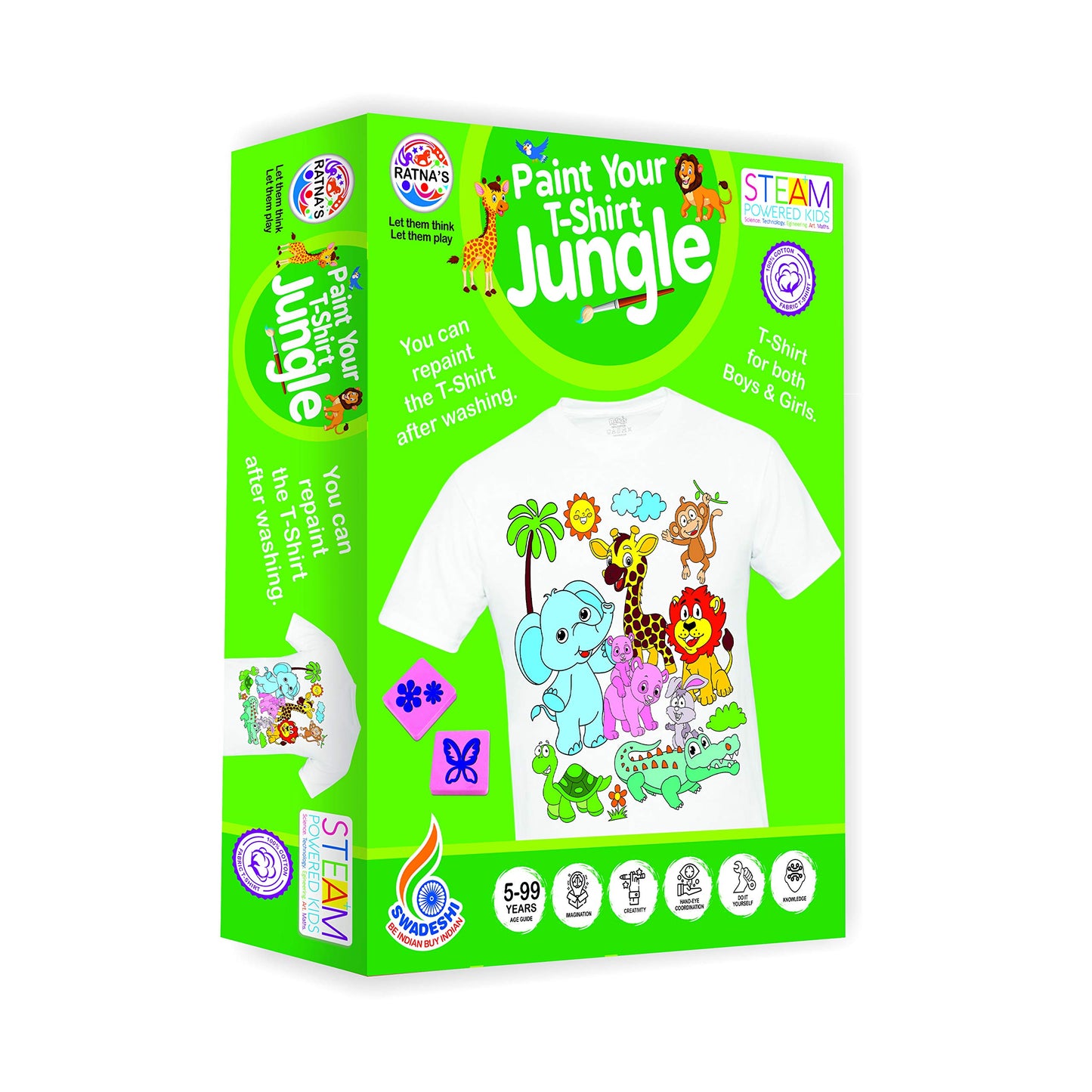 Ratna's Paint Your T-Shirt A Perfect Art and Craft kit for Kids (Jungle)