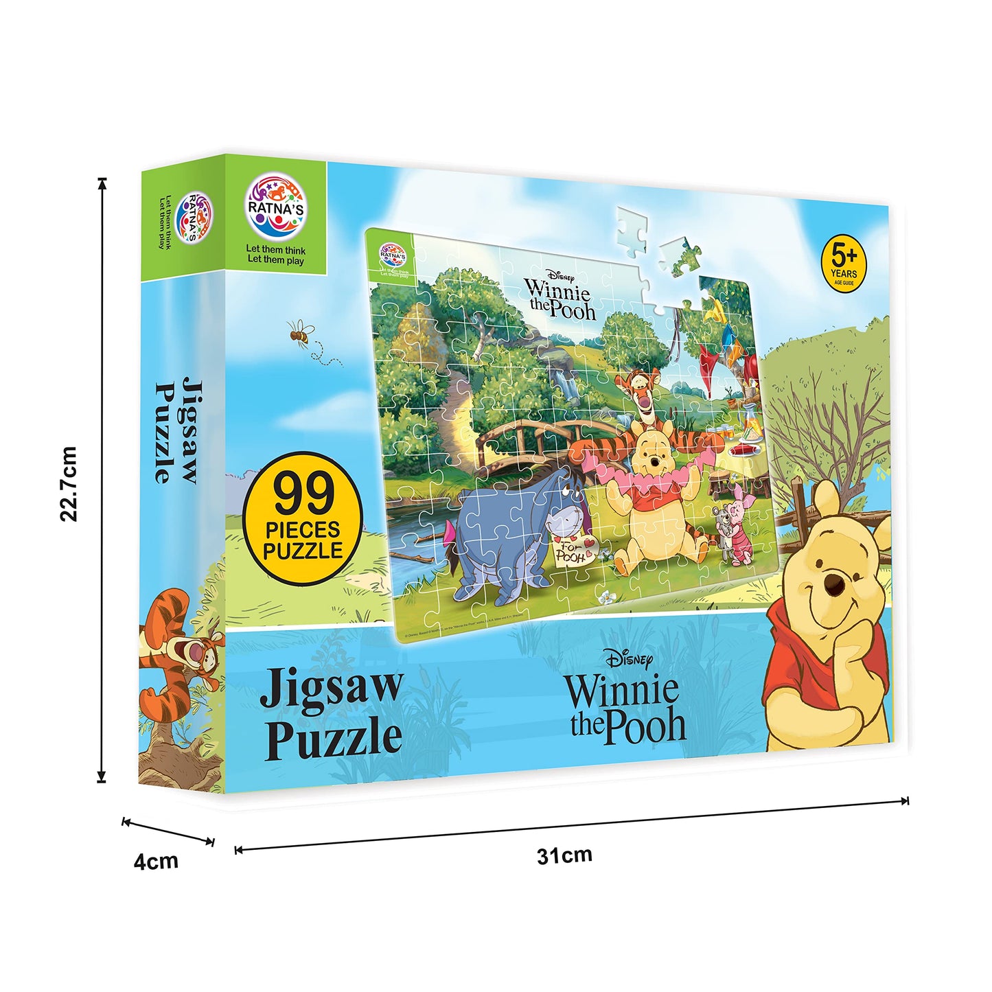 Ratna's 99 Pieces Disney & Marvel Series Jigsaw Puzzle for Kids. Puzzle Size 44.5cm X 37cm (Winnie The Pooh)