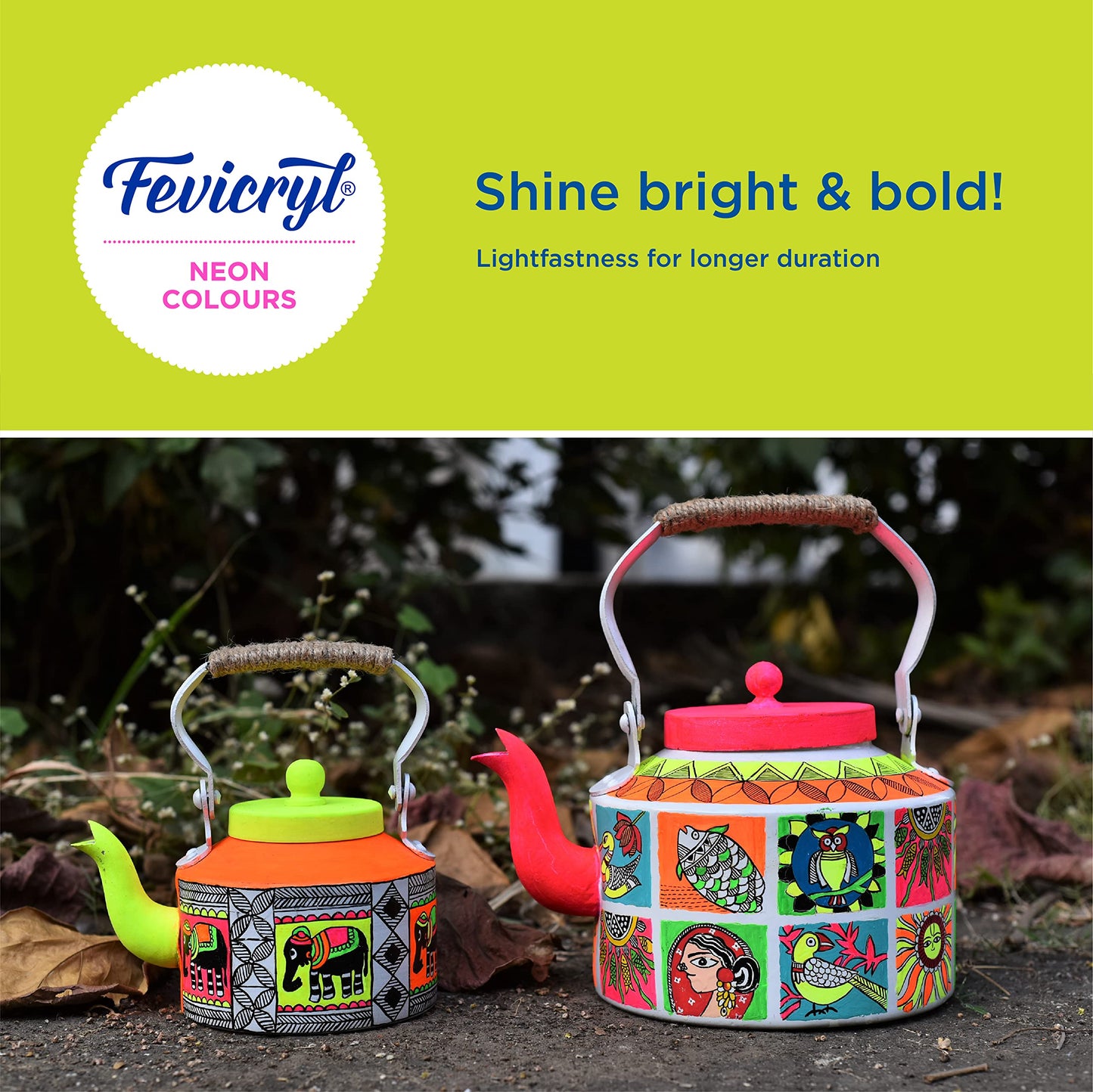 Pidilite Fevicryl Neon Acrylic Colour Kit, Neon Paints (4 Shades, 15ml)