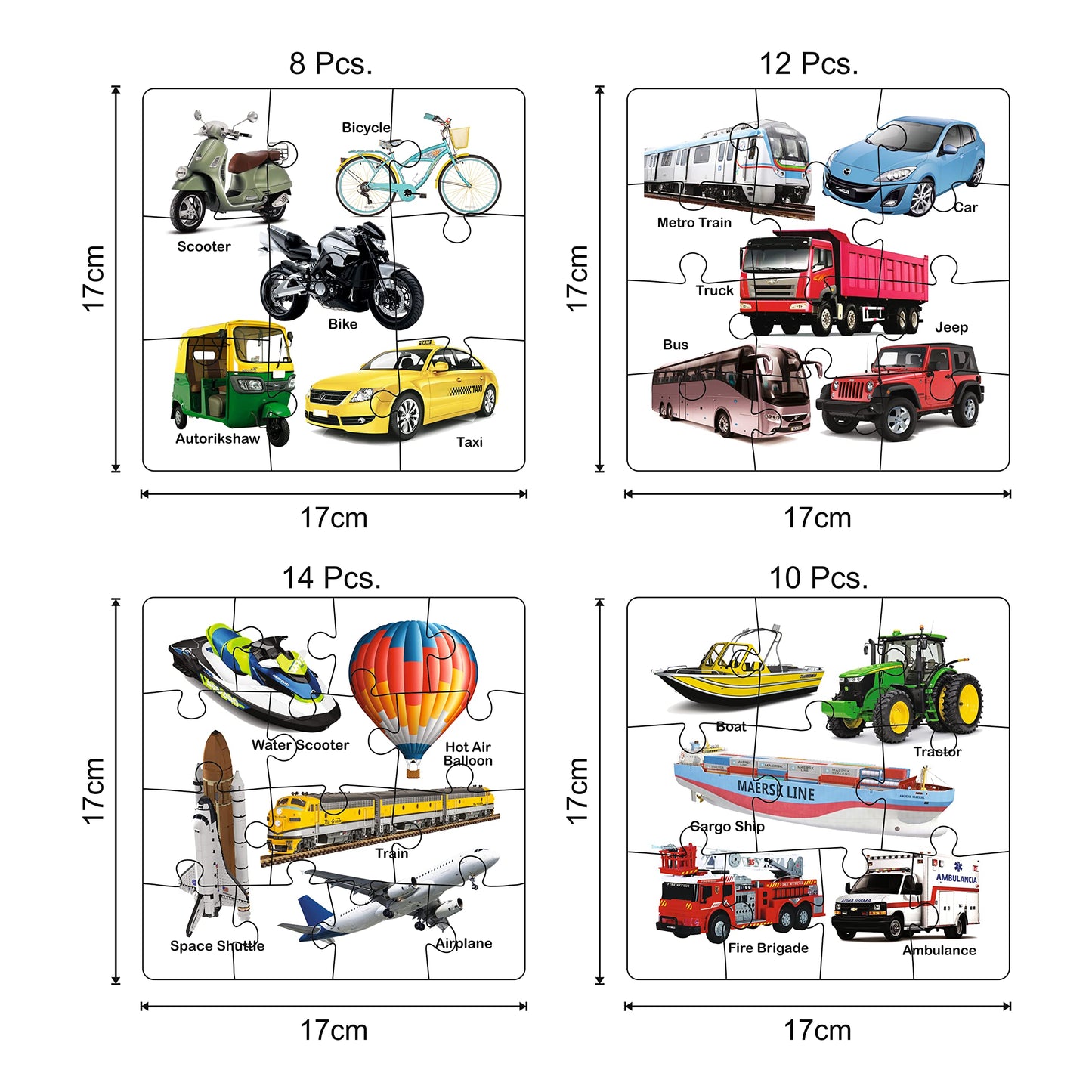 Ratna's Educational Transport Jigsaw Puzzle for Kids to Enhance Their Knowledge About Different Transport Vehicles This is a 8-10-12-14 Pieces Puzzle