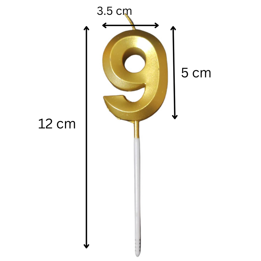 Metallic Golden Colour Shiny Number Wax Candle Cake Topper, Birthday Candles