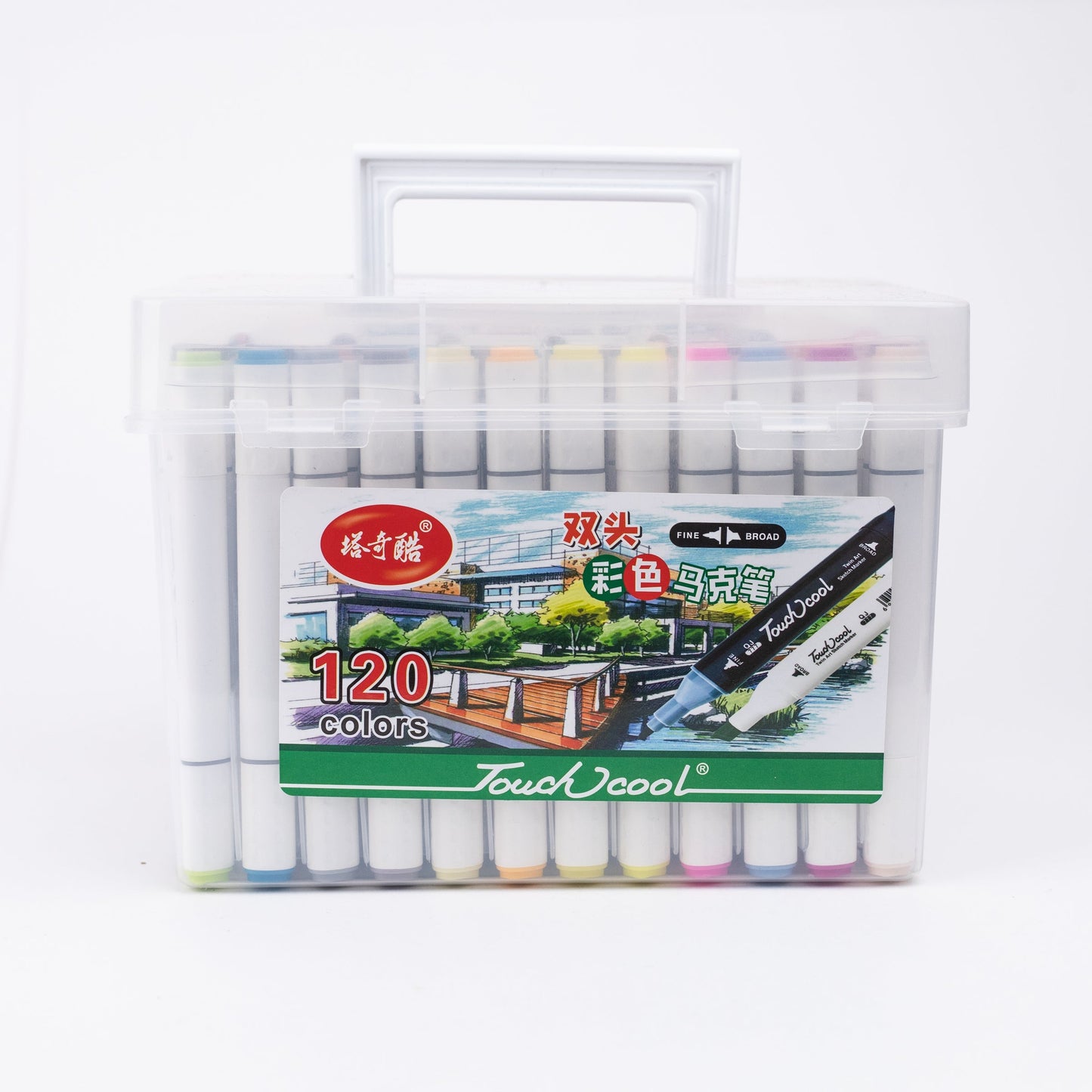 Touch Cool Twin Head Dual Tip Alcohol Based Art Markers Pen for Manga and Impression Sketch Set of 120 Colour Markers