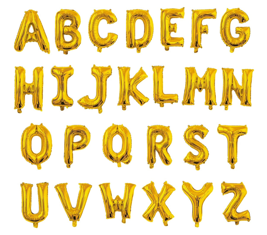 Alphabet Foil Balloon, Letters A-Z And Numbers 0 9 In 16 Inch Golden Balloons For Birthday Anniversary Engagement Marriage Or Other Kind Of Parties Celebrations Decorations