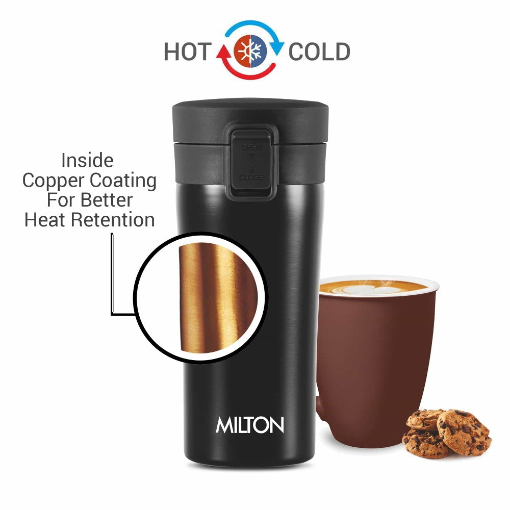 Milton Coffee Mug Thermosteel Hot or Cold Insulated Flask, 300 ml, Peach | Leak Proof | Rust Proof | Tea Mug | Soup Flask | Juice Mug | Water Flask | Easy Grip | Easy to Carry