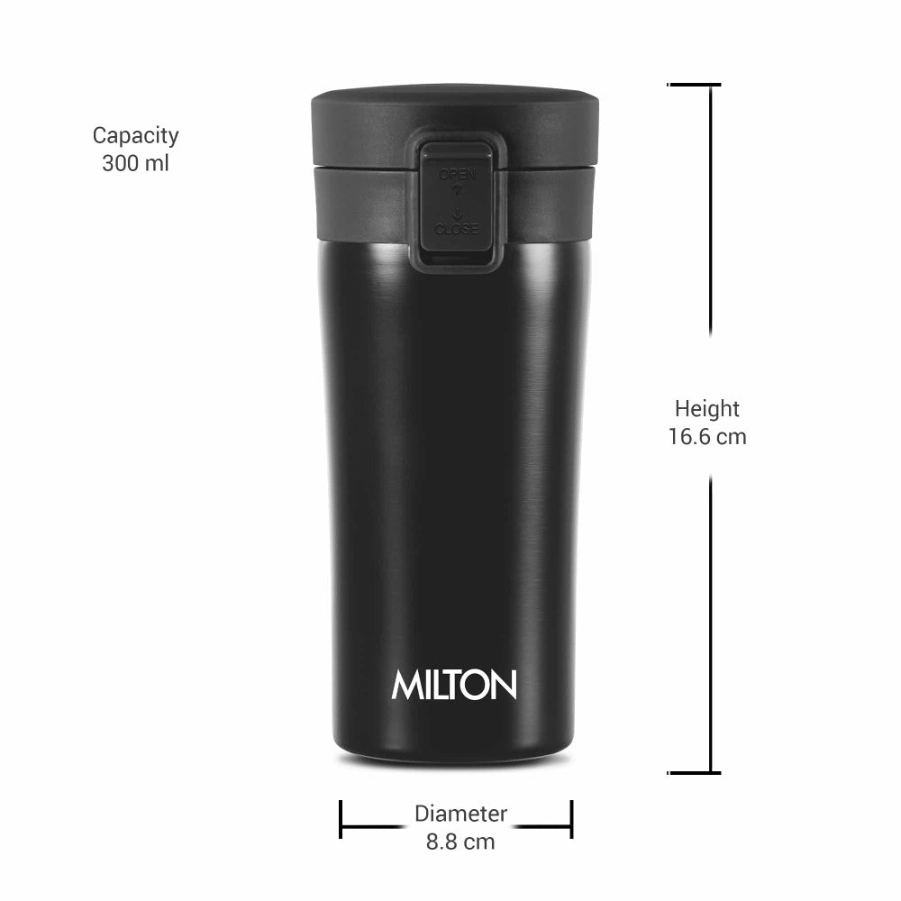 Milton Coffee Mug Thermosteel Hot or Cold Insulated Flask, 300 ml, Peach | Leak Proof | Rust Proof | Tea Mug | Soup Flask | Juice Mug | Water Flask | Easy Grip | Easy to Carry