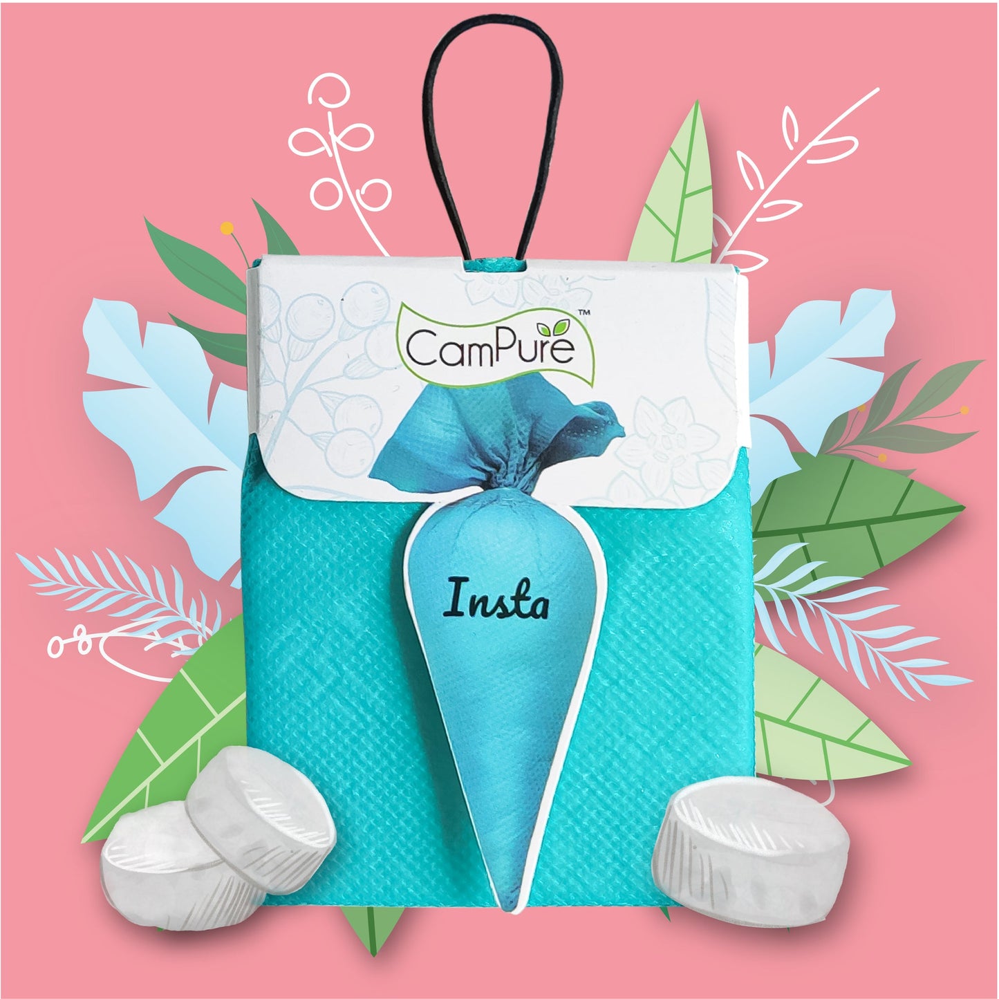 CamPure Camphor Insta Cone (Original) -100% Organic | Air Freshener for Car, Wardrobe, Office Cabin's, Drawers, Travel Bag & Bathroom