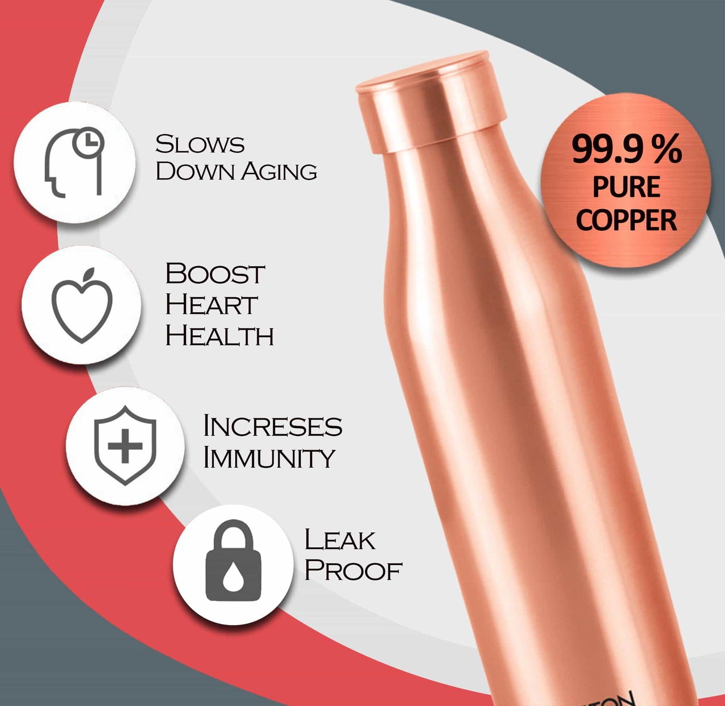 Milton Copper Charge 1000 Water Bottle, 930 ml, 1 Piece, Copper | 100% Leak Proof | Office Bottle | Gym Bottle | Yoga Bottle | Home | Kitchen | Hiking | Treking Bottle | Travel Bottle