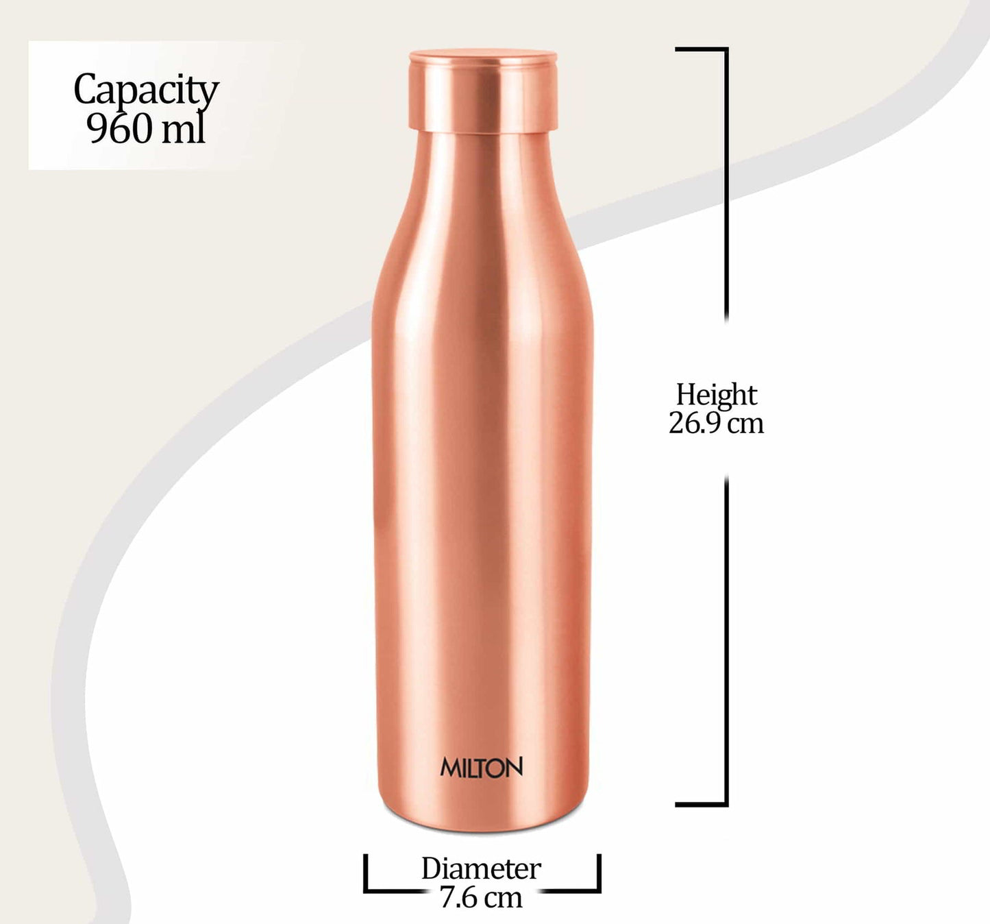 Milton Copper Charge 1000 Water Bottle, 930 ml, 1 Piece, Copper | 100% Leak Proof | Office Bottle | Gym Bottle | Yoga Bottle | Home | Kitchen | Hiking | Treking Bottle | Travel Bottle