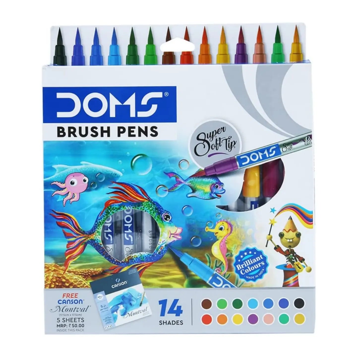 Doms Non-Toxic Multicolor Brush Pen Set Super Soft Fine Tip Brush Pens
