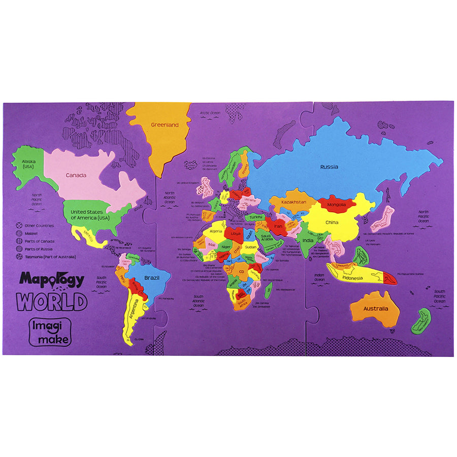 Imagimake: Mapology World- World Map and Its Countries- Learning Aid & Educational Toy- Jigsaw Puzzle- for Kids Age 4 and Above (Mapology World)