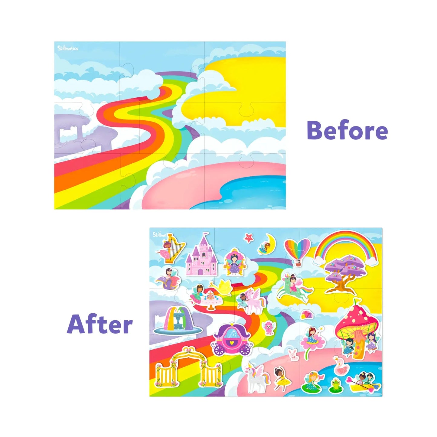 Skillmatics Magnetopia - Design Your Princess & Unicorn Land, Interactive Pretend Play Set with 40+ Magnetic Pieces, Gifts