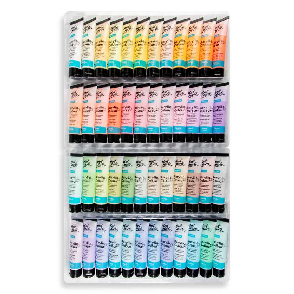 Mont Marte Acrylic Colour Pastel Paint Set Signature 48pc x 36ml