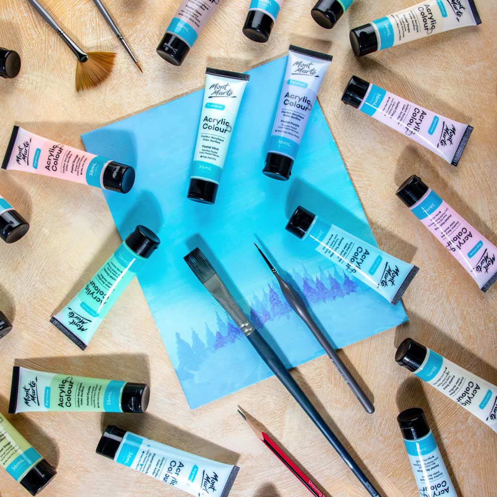 Mont Marte Acrylic Colour Pastel Paint Set Signature 48pc x 36ml