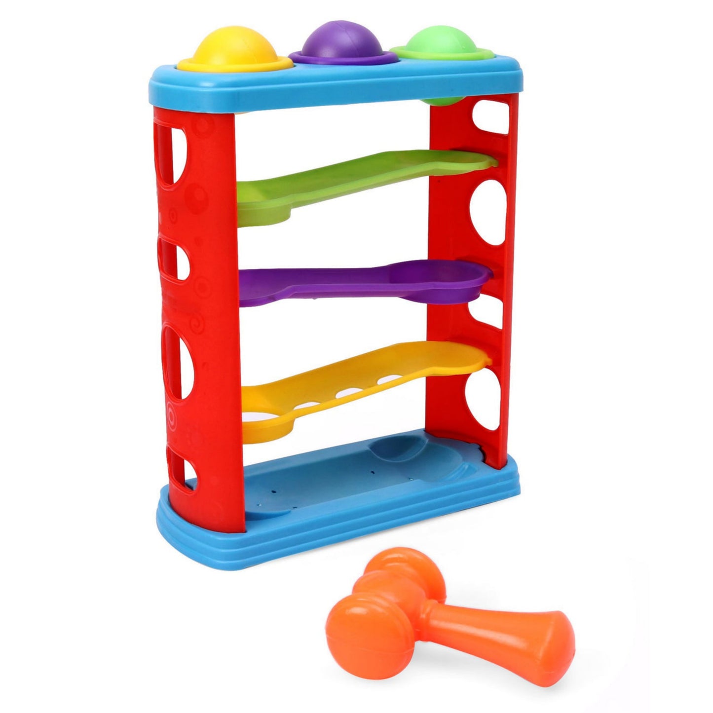 Ratna's Hammer Ball Knock Ball for Babies and Toddlers | Pound and See The Balls roll Down The ramps| Safe and Non Toxic for Infants