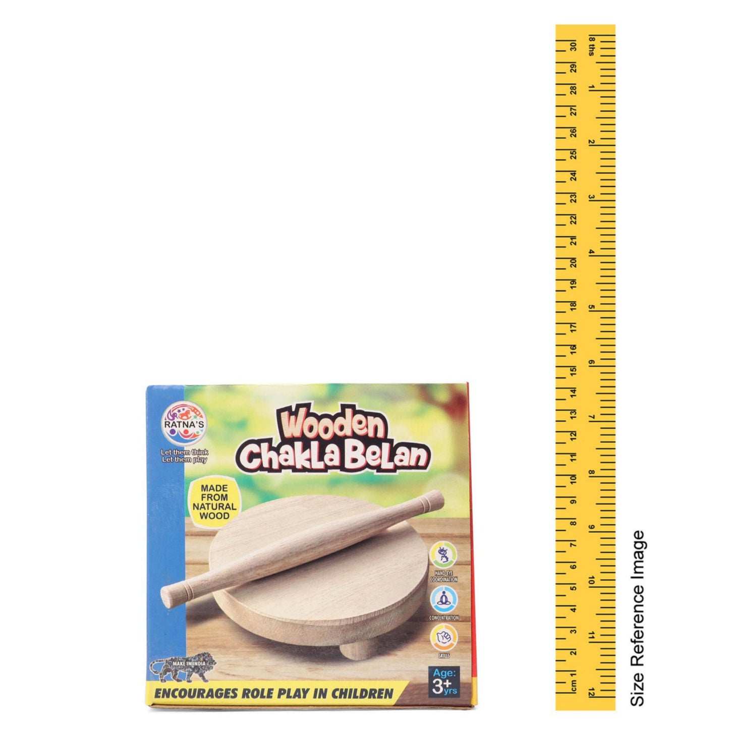 Ratna's Wooden Chakla Belan Set for Kids | Made up of Soft Wood, fine Finish and Durable|