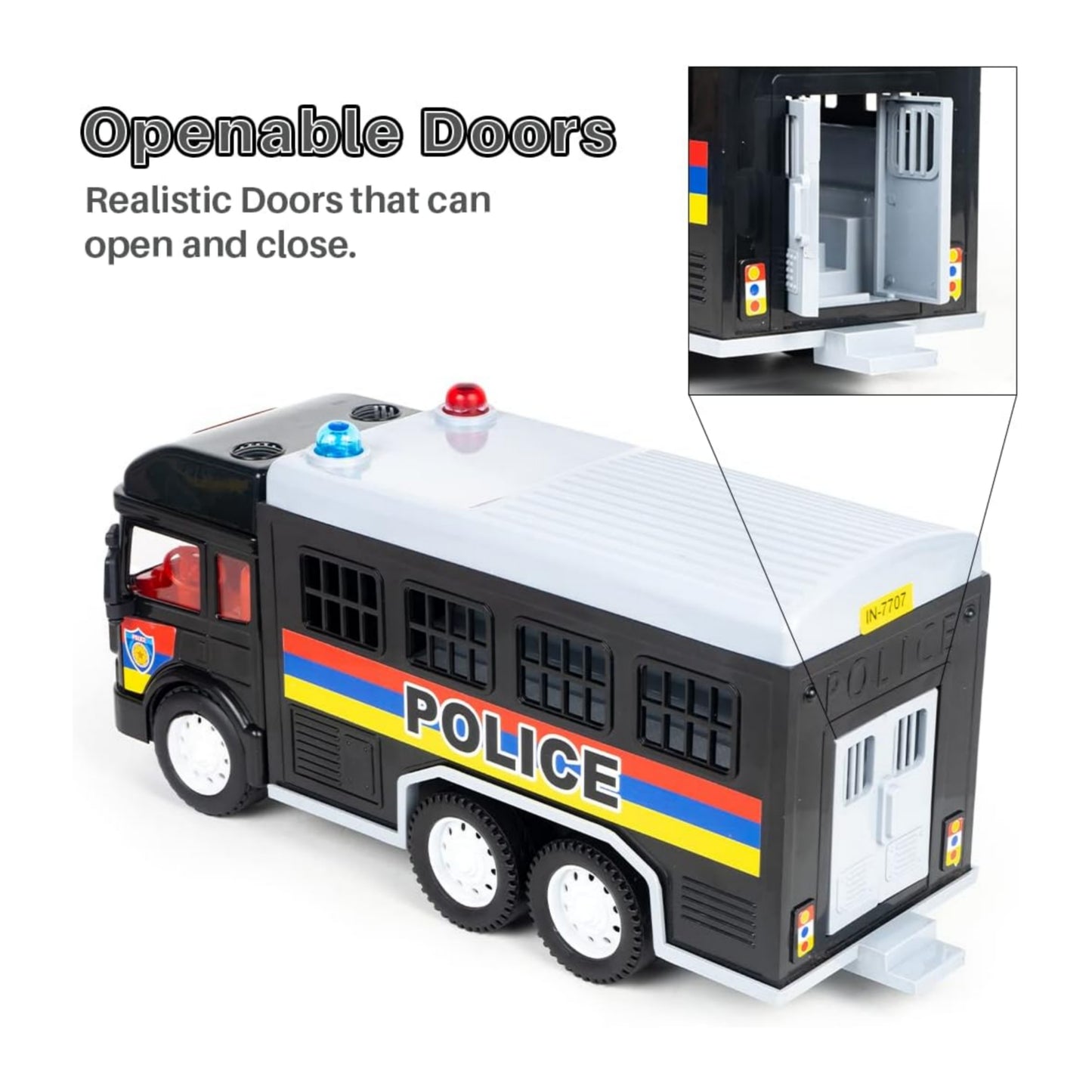 Ratna's My First Wheels Police Van Pull Back Friction Toy (Black) For Kids 5 +