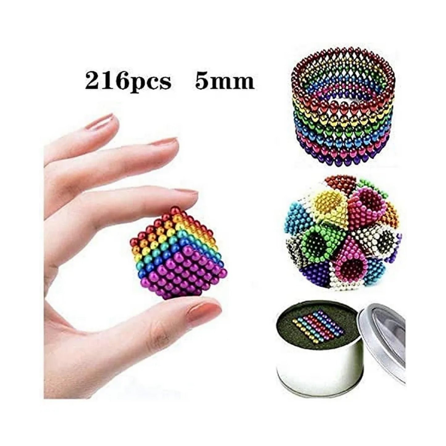 Magnet Trending Balls 216 Pieces 6X6 Cube of 6 Colors 5mm Balls- Explore The Creative World, Stress Relief for Jewellery Making, Beading, and Art Crafts with Steel Protection