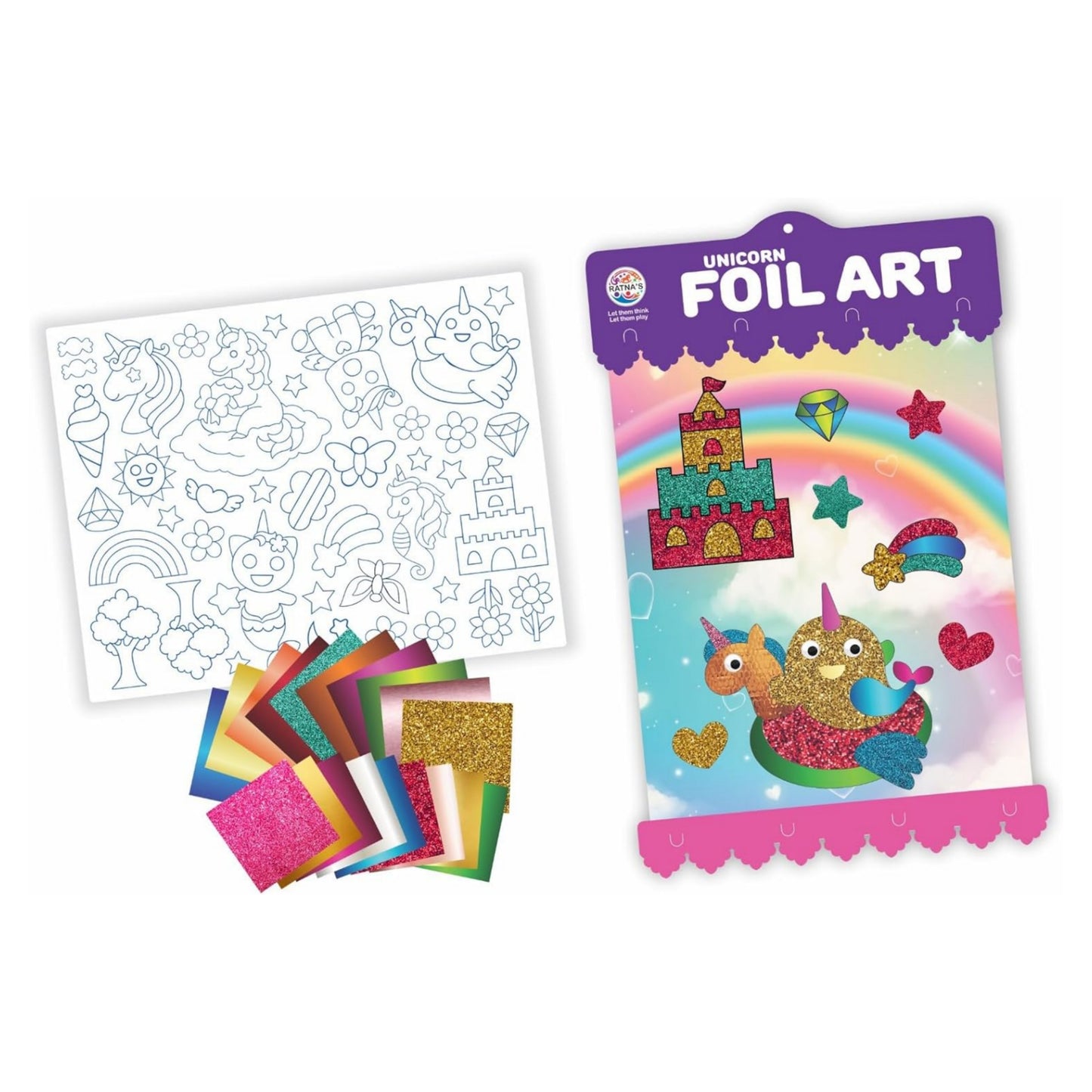 Ratna's Unicorn Foil Art DIY Creative Activity Kit, STEAM Powered Art & Craft Activity - Foil Fun Craft Kits & Supplies for Boys & Girls 5+ Years