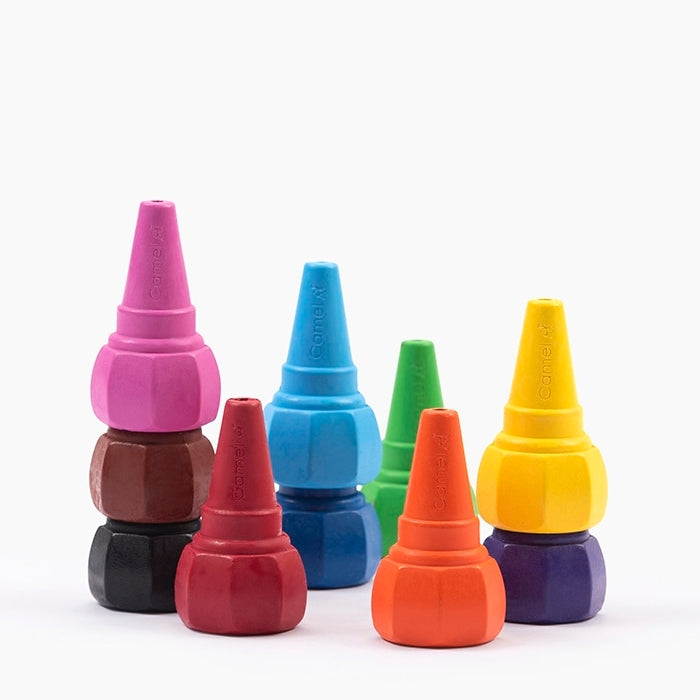 Camlin Camel Finger Grip Crayons - 10 Shades With Stencils