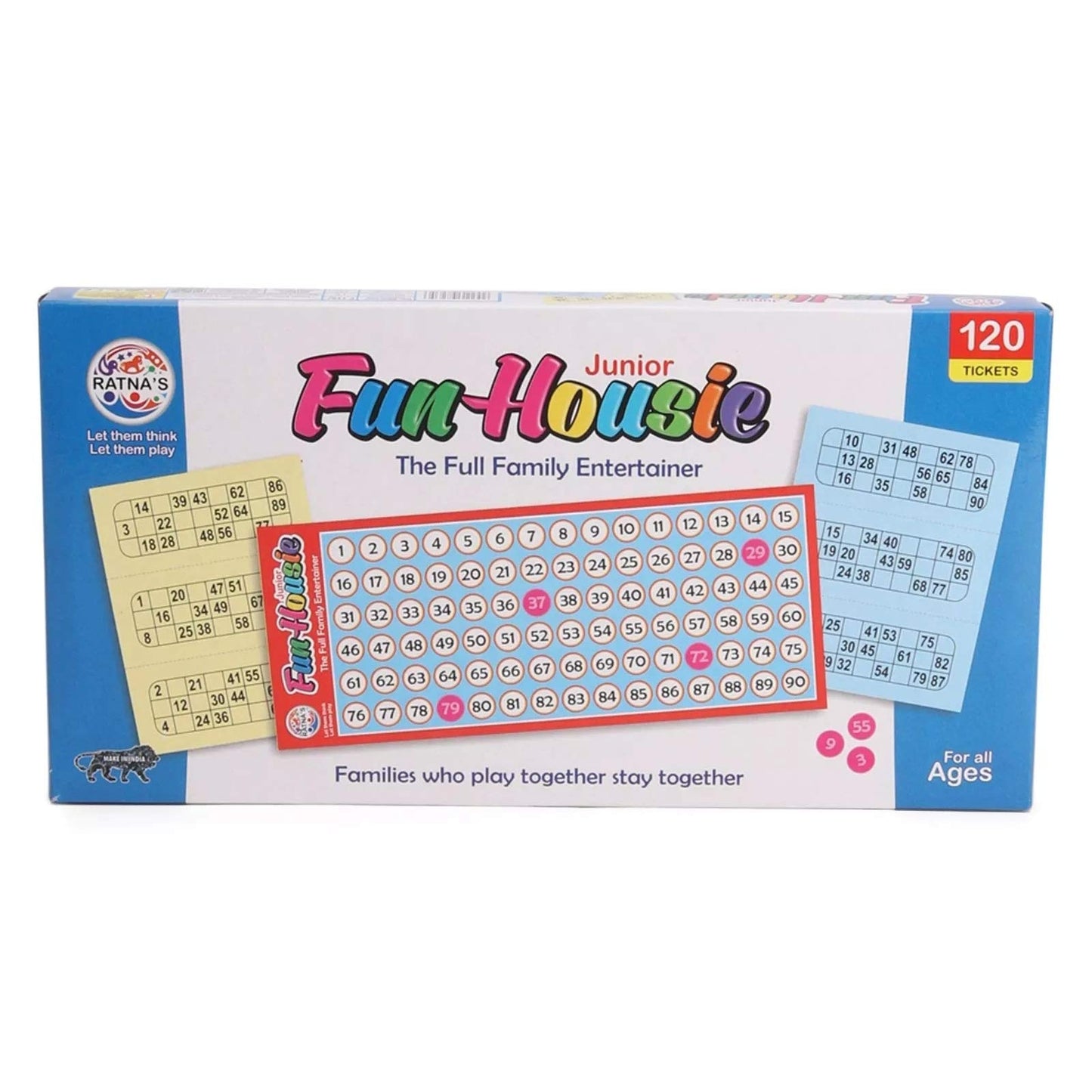 Ratna's Plastic Family Game Fun Housie Small with 120 Tickets Board Game, Multicolour, Fixing Checking Board, 90 Coins, and Tickets