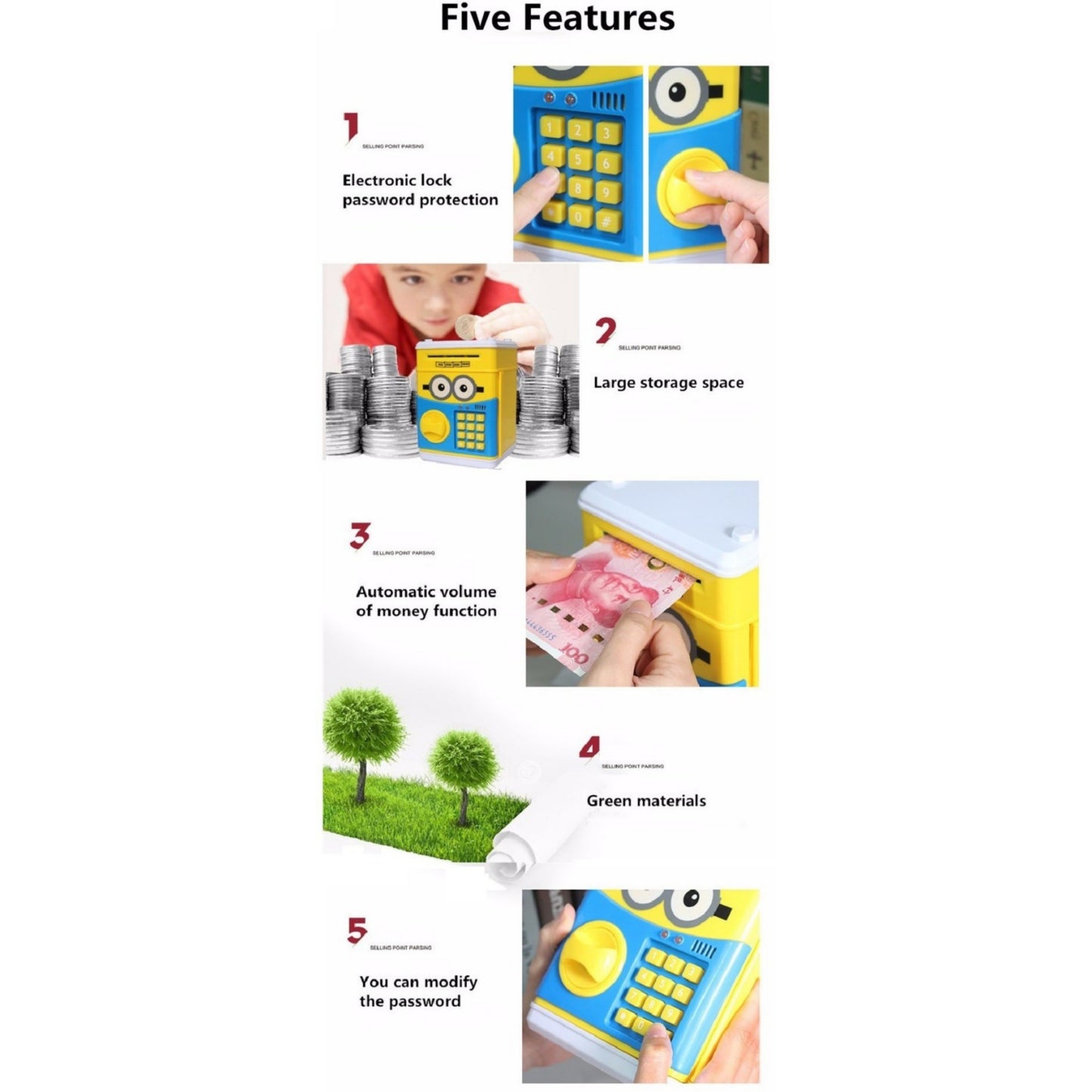 Minion Electronic Money Bank/Piggy Bank with Smart Electronic Lock Coin