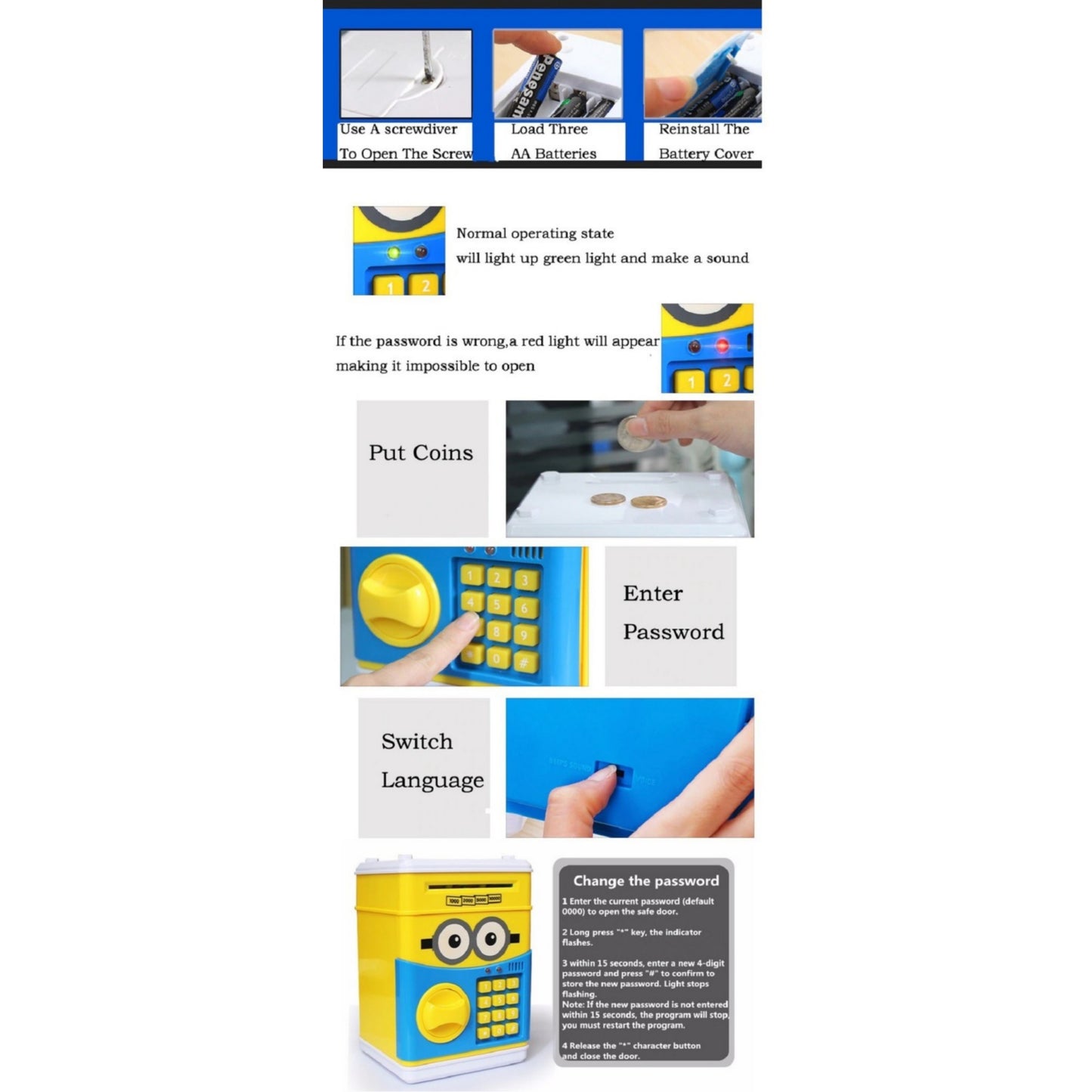 Minion Electronic Money Bank/Piggy Bank with Smart Electronic Lock Coin