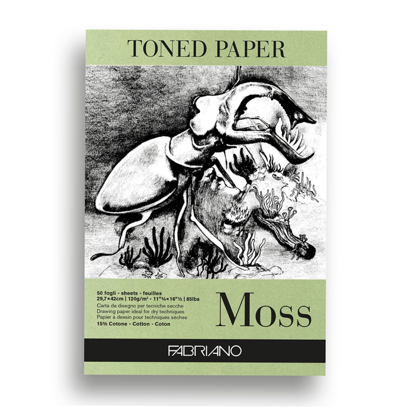 Fabriano Toned Paper Pad Moss 120 GSM (Contains- 50 Sheets)