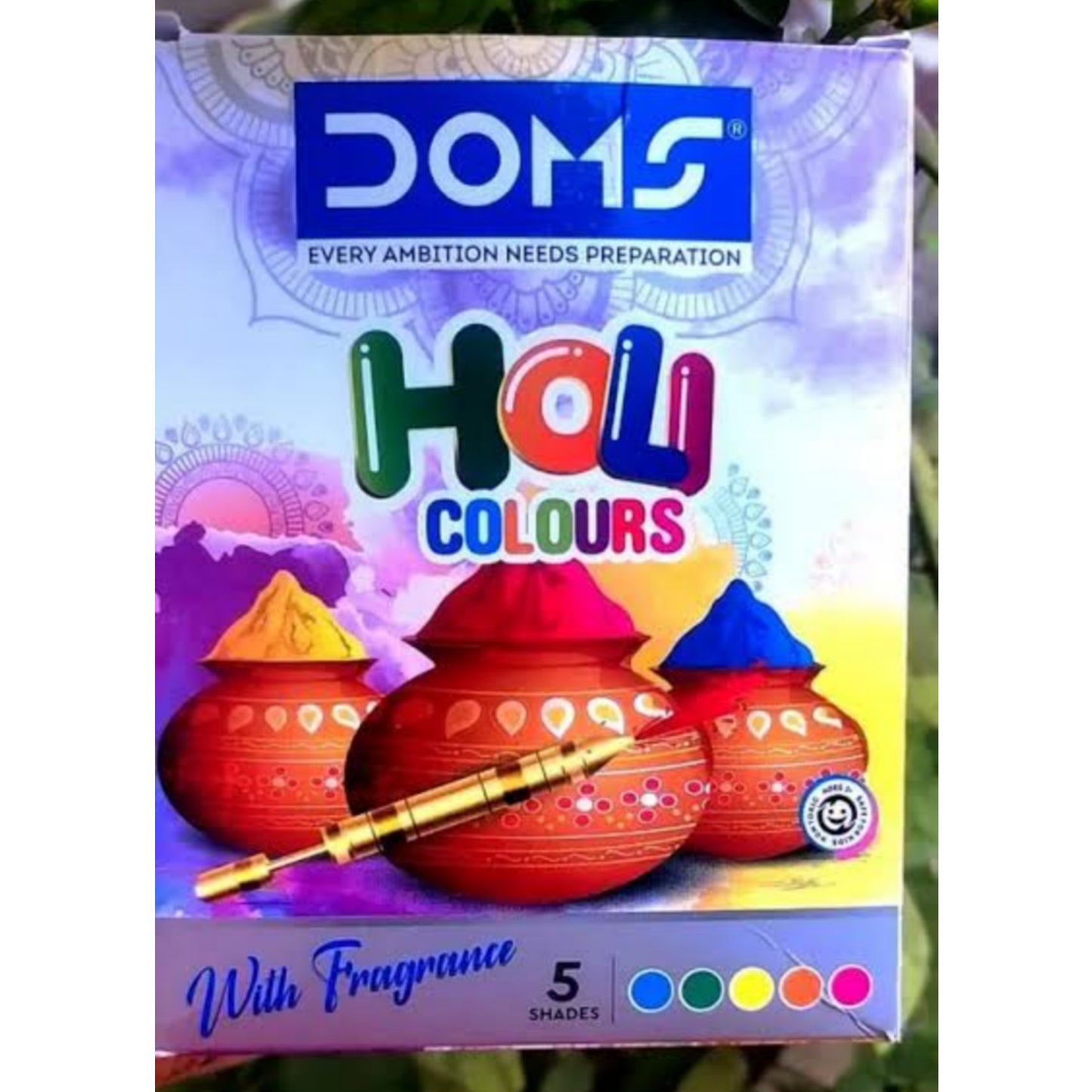 Doms Holi Gulal with Fragrance, Skin-Safe & Non-Toxic (5 Colours of 60 gm Each) Holi Color Powder