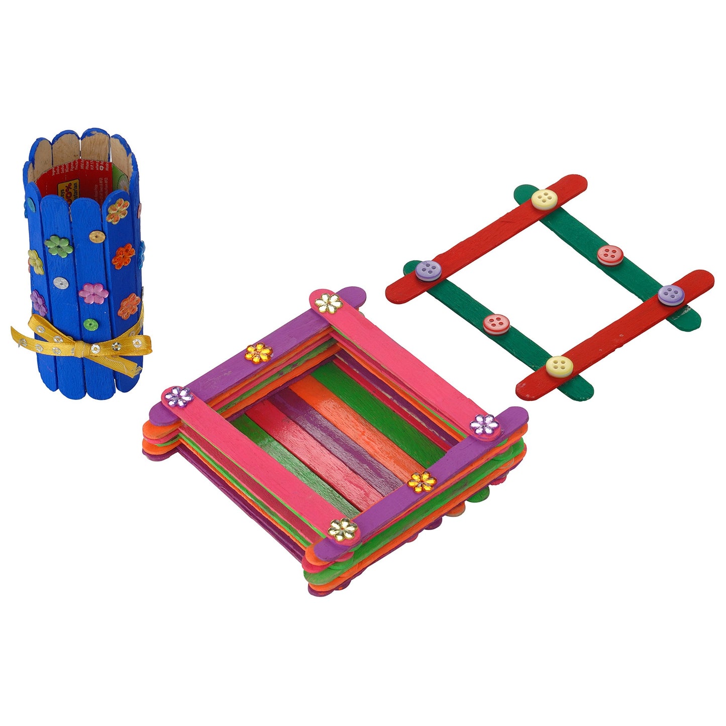 Happy Kidz Creative Candy Craft Hobby Kit | Learn Creativity, Art and Craft, Best Out of Waste with Ice-Cream Sticks Game for Kids | Do it Yourself DIY Craft and Activity Kit for Boy and Girls