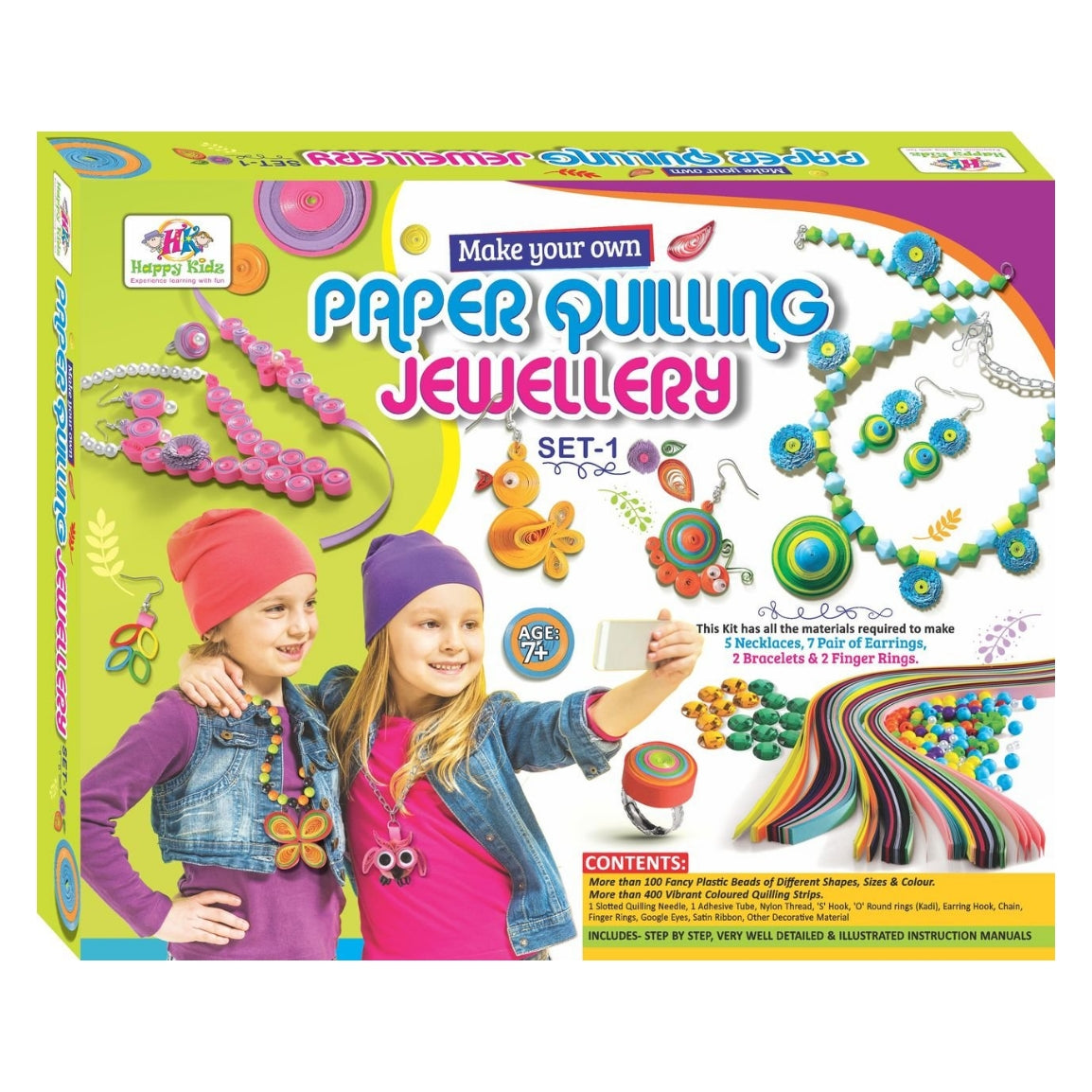 Happy Kidz Paper Quilling Jewellery Set Art Craft Toys