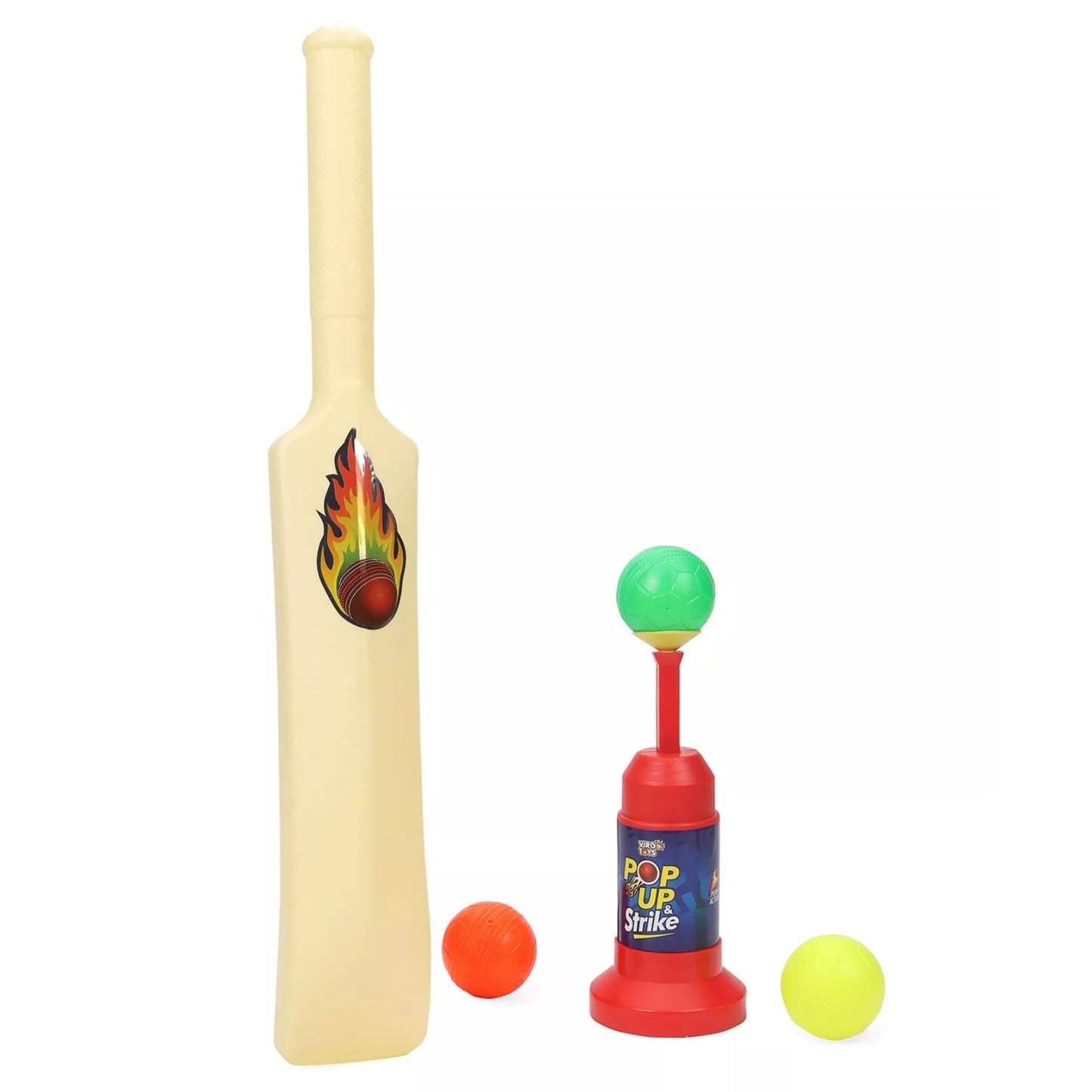 Virgo Toys Plastic Pop up and Strike Cricket Set - Multicolour