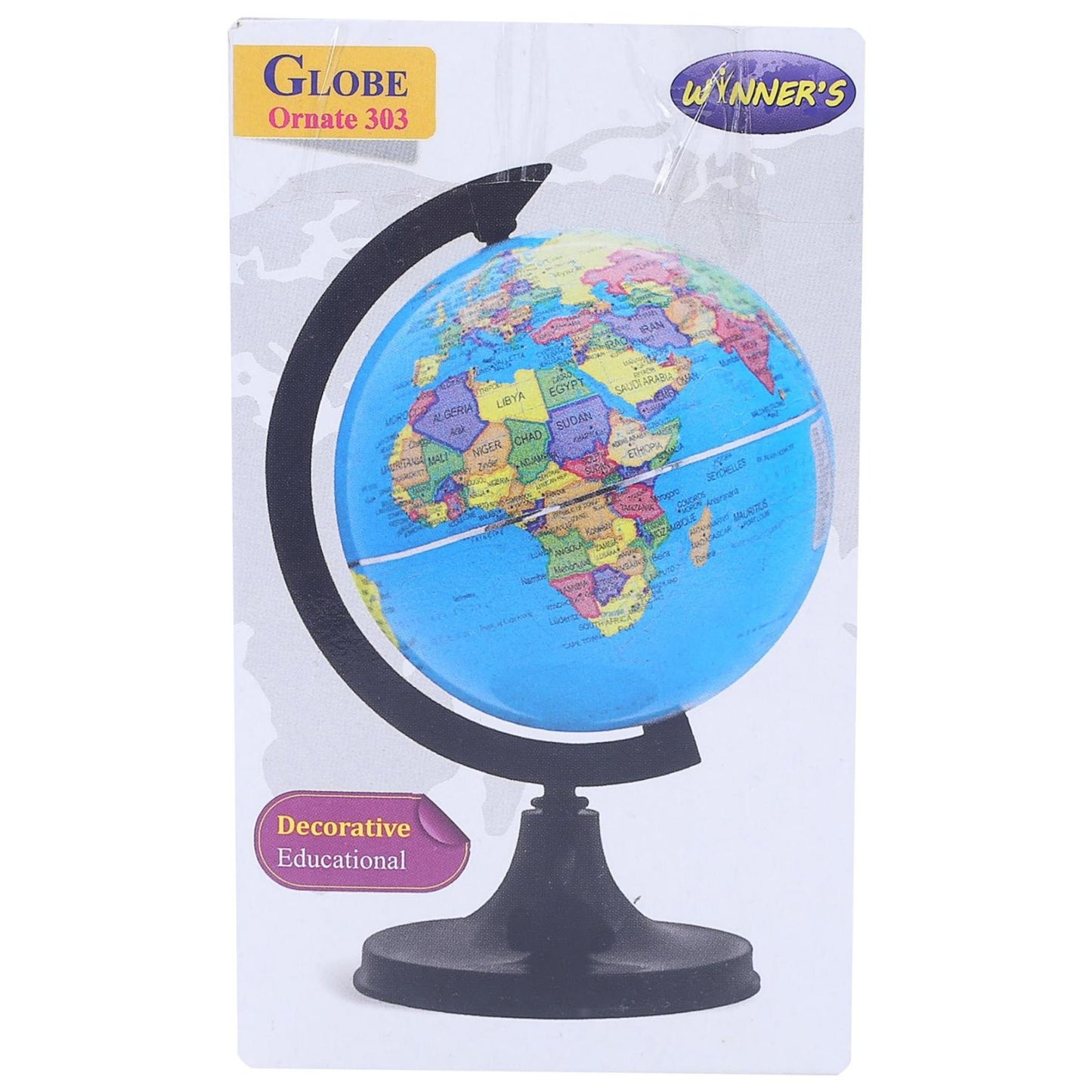 Winners Ornate 303 Black Desk & Table Top Political World Globe