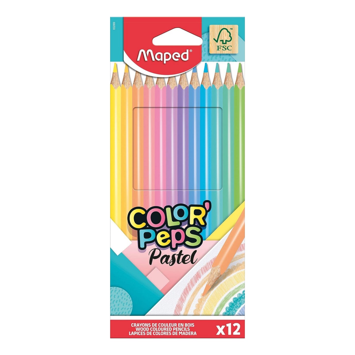 Maped Color'Peps Pastel Color Pencils Set - Pack of 12