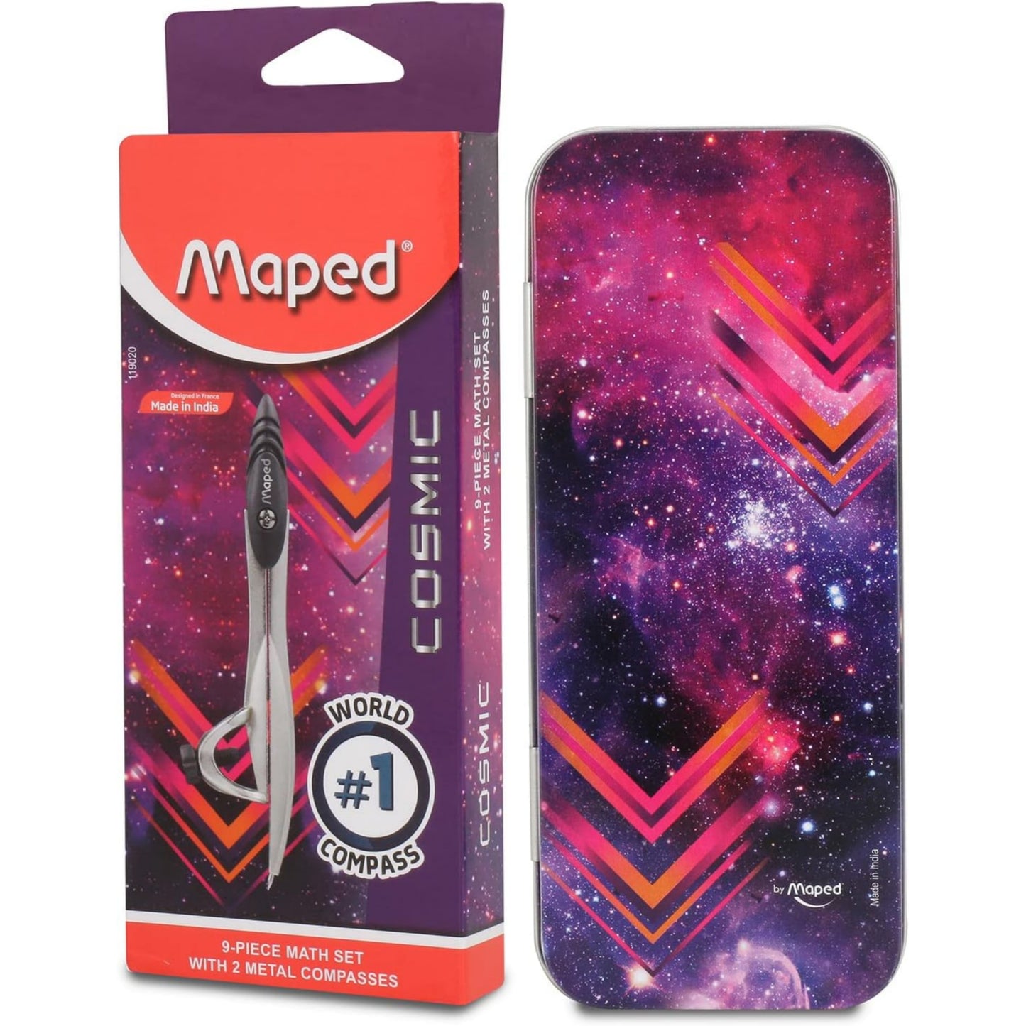 Maped Study Stop - Cosmic Geometry Box 9 Instrument Set Die-Cast Compass Rounder Math Set