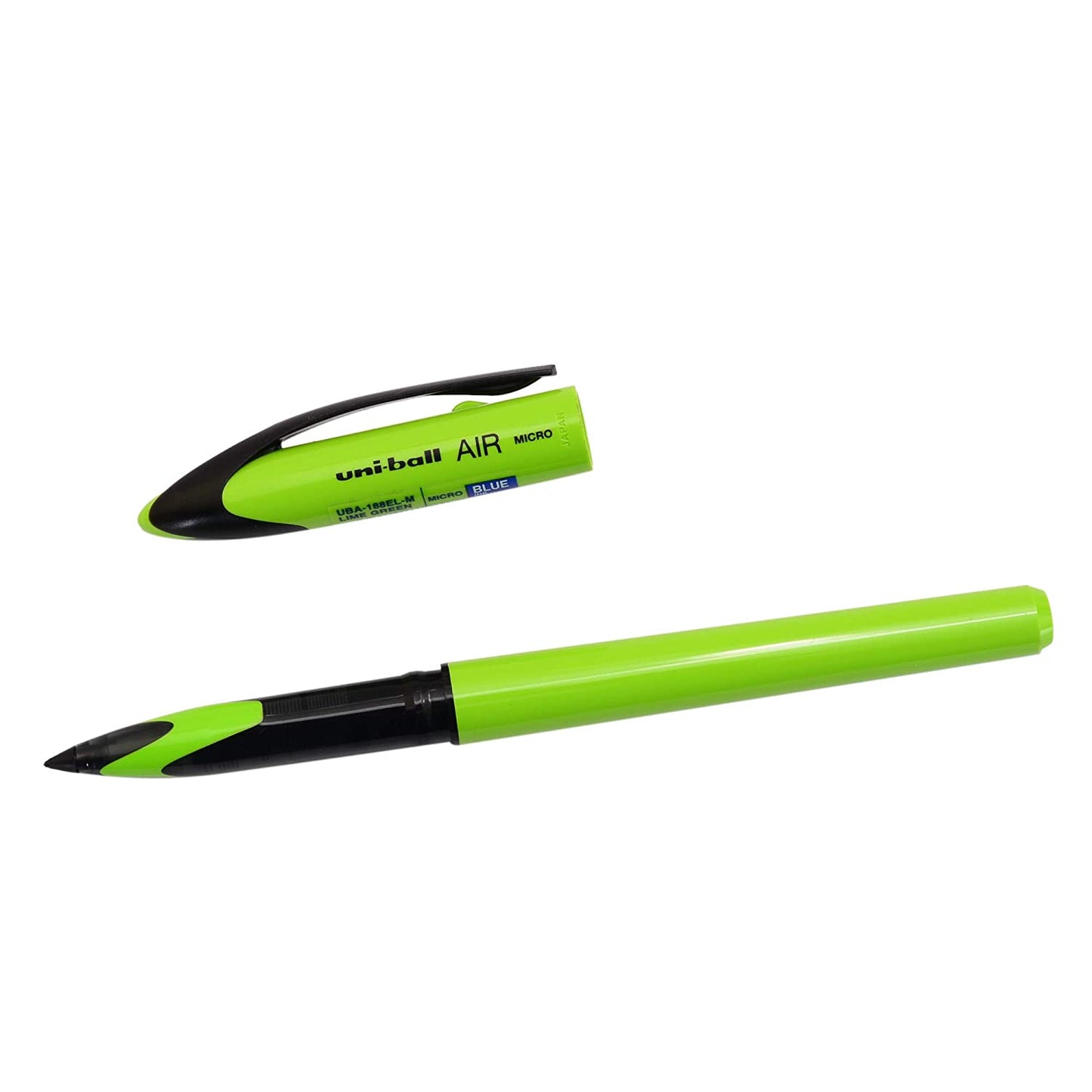 Uniball UBA-188-ELM Air Micro Roller Ball Pen (0.7mm, Lime Green Body, Blue Ink)