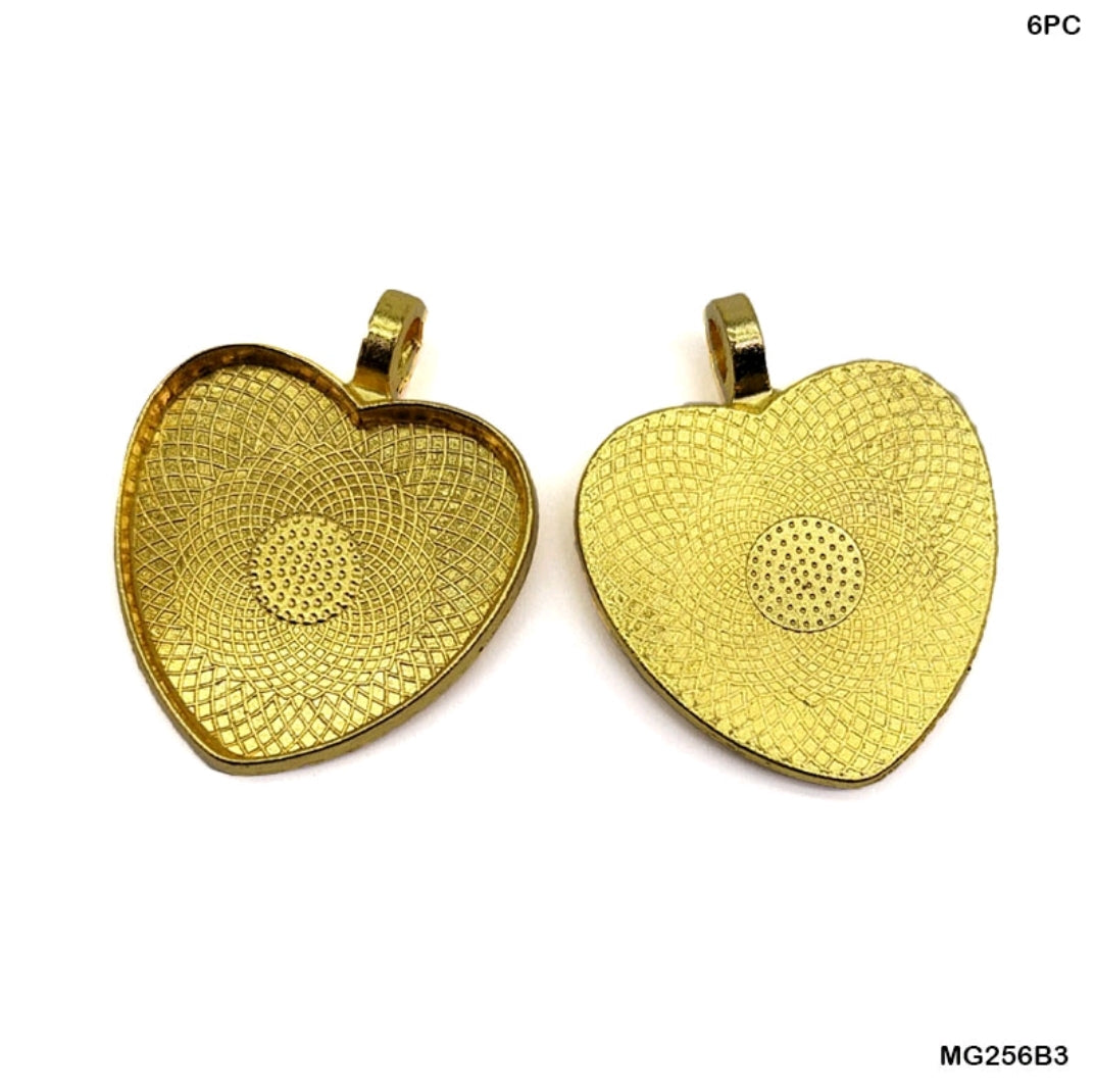 Heart Shape Gold Bezel Pendant 6 Pc's