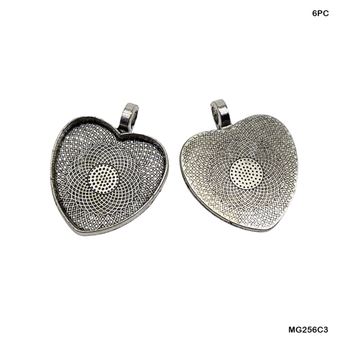 Heart Shape Gold Bezel Pendant 6 Pc's