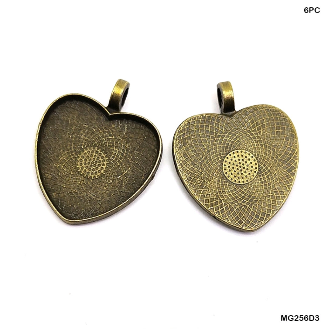 Heart Shape Gold Bezel Pendant 6 Pc's