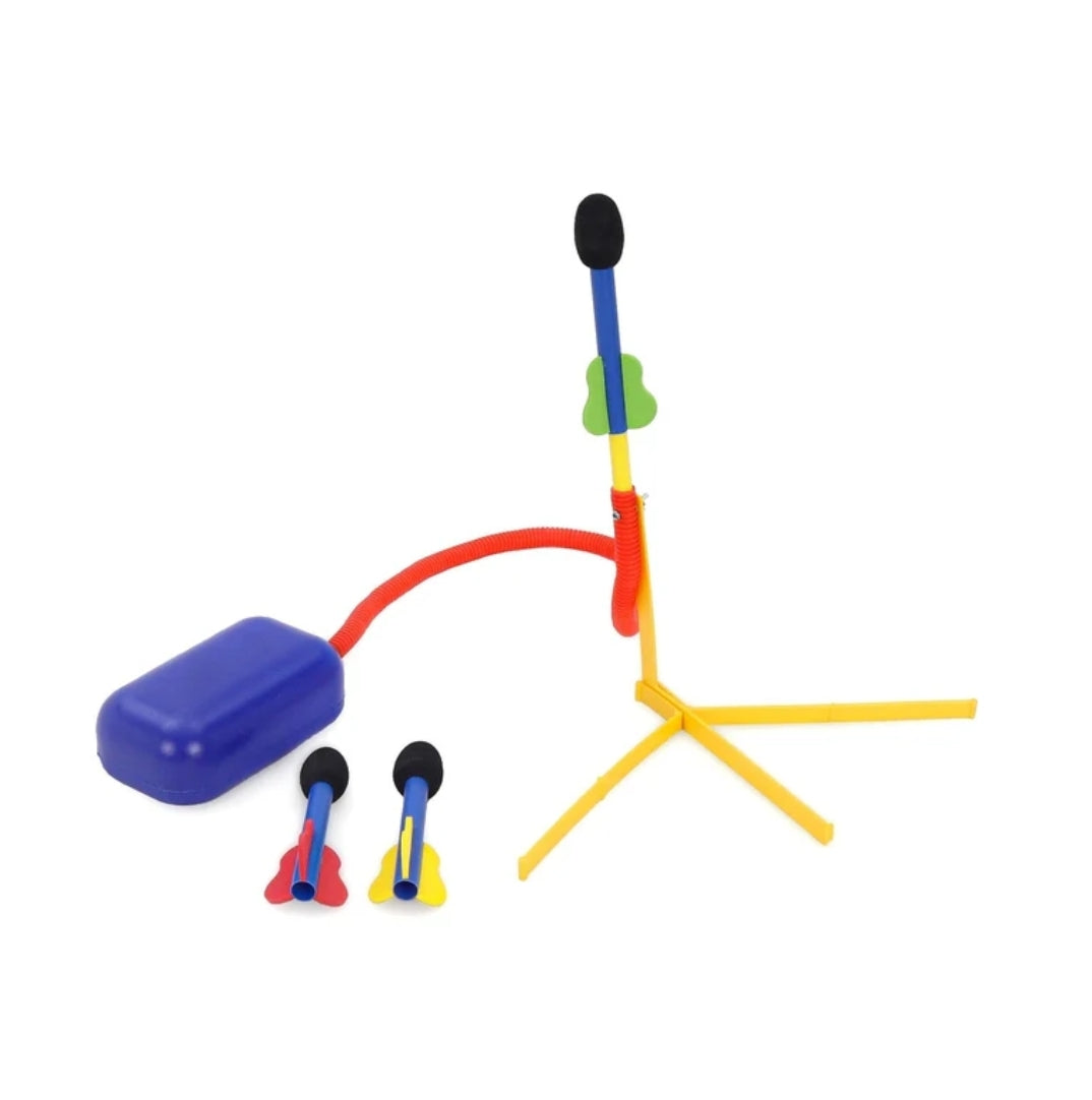 Ekta Jump Rocket Stomp Launcher and 3 Foam Tipped Rockets with Whistling Sound Outdoor Toy for Kids (Flies Upto 150ft, Non- Toxic, No Battery