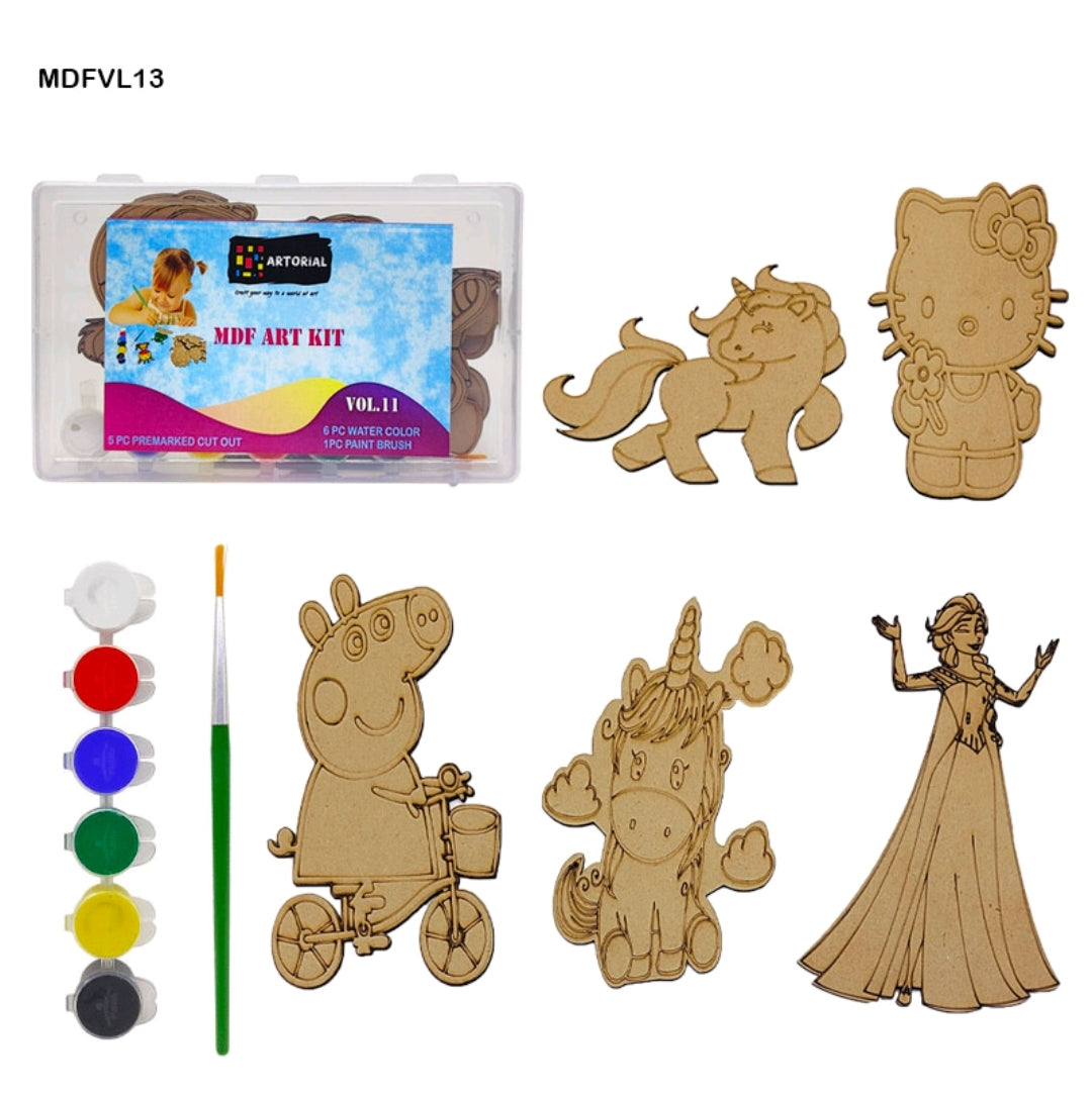 DIY Wooden Mdf Cartoon Painting Craft Kit for Kids Ideal for Home Schooling Activity D13