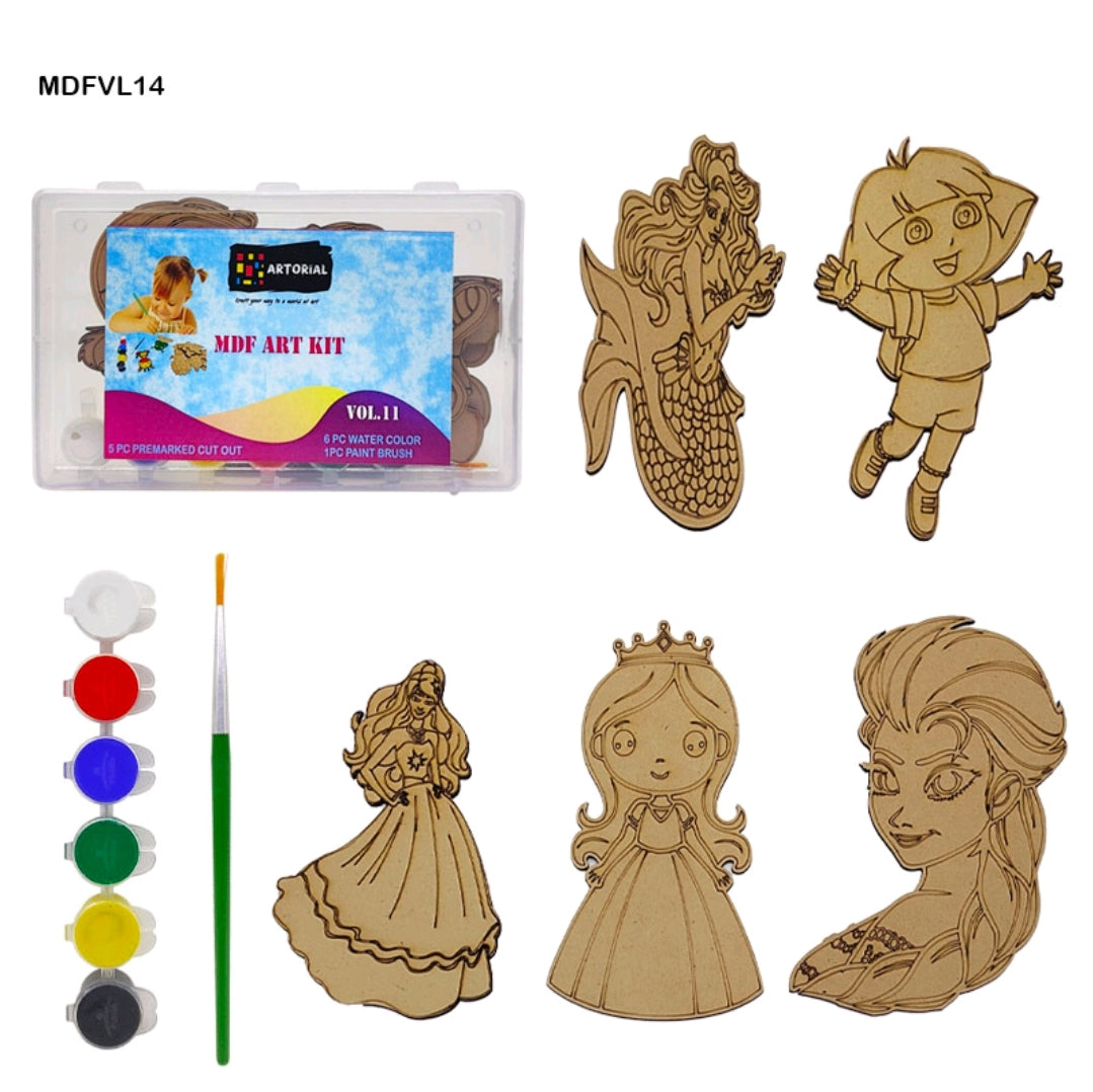 DIY Wooden Mdf Cartoon Painting Craft Kit for Kids Ideal for Home Schooling Activity D14